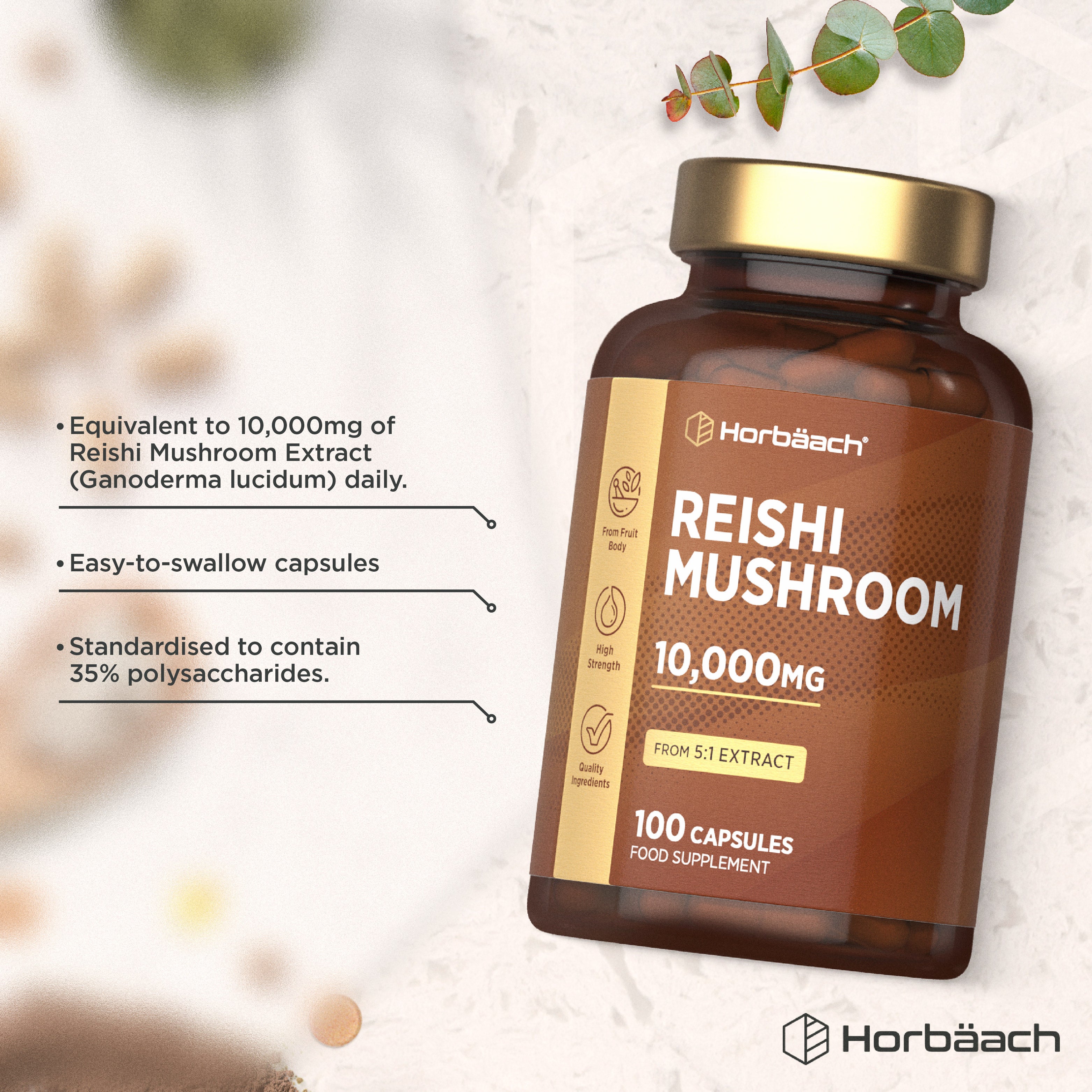 Reishi Mushroom 10,000 mg | 100 Capsules