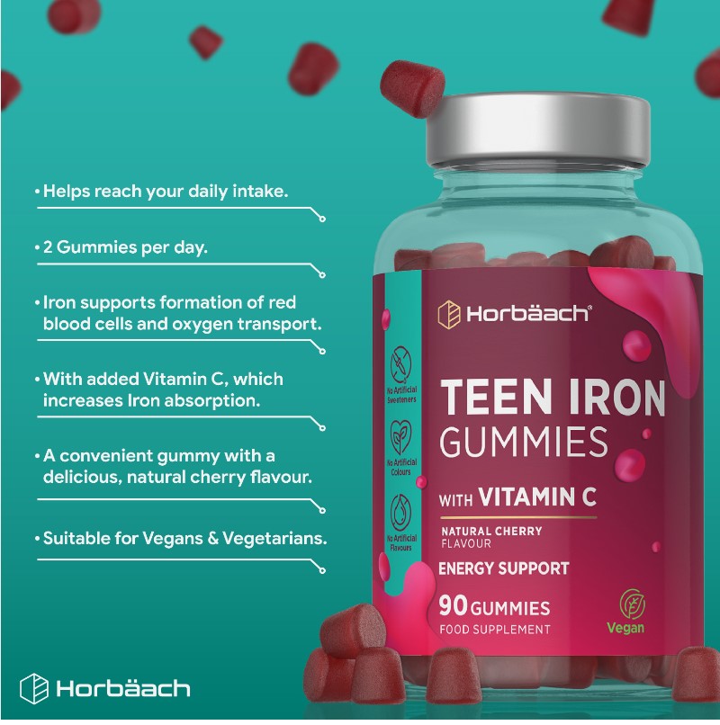 Iron with Vitamin C for Teens | 90 Gummies