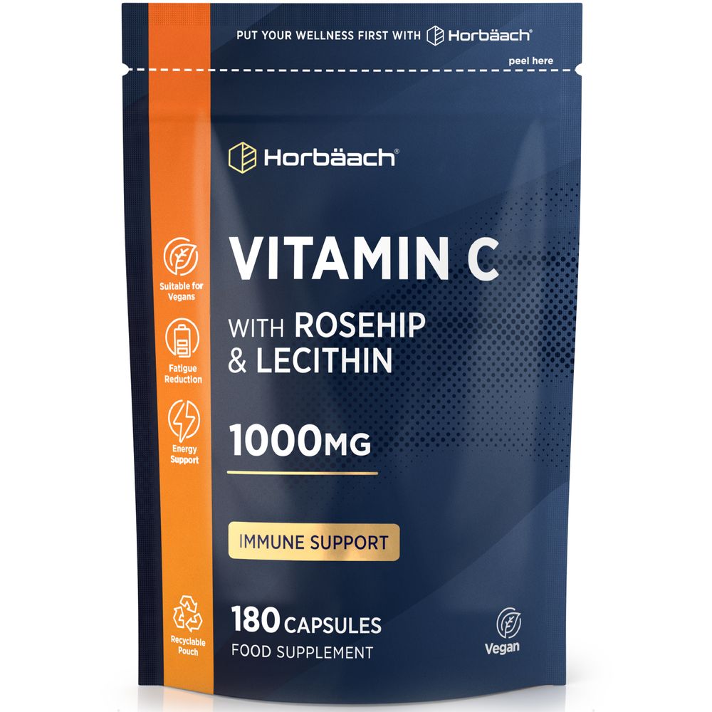 Vitamin C 1000 mg with Rosehip and Lecithin | 180 Capsules
