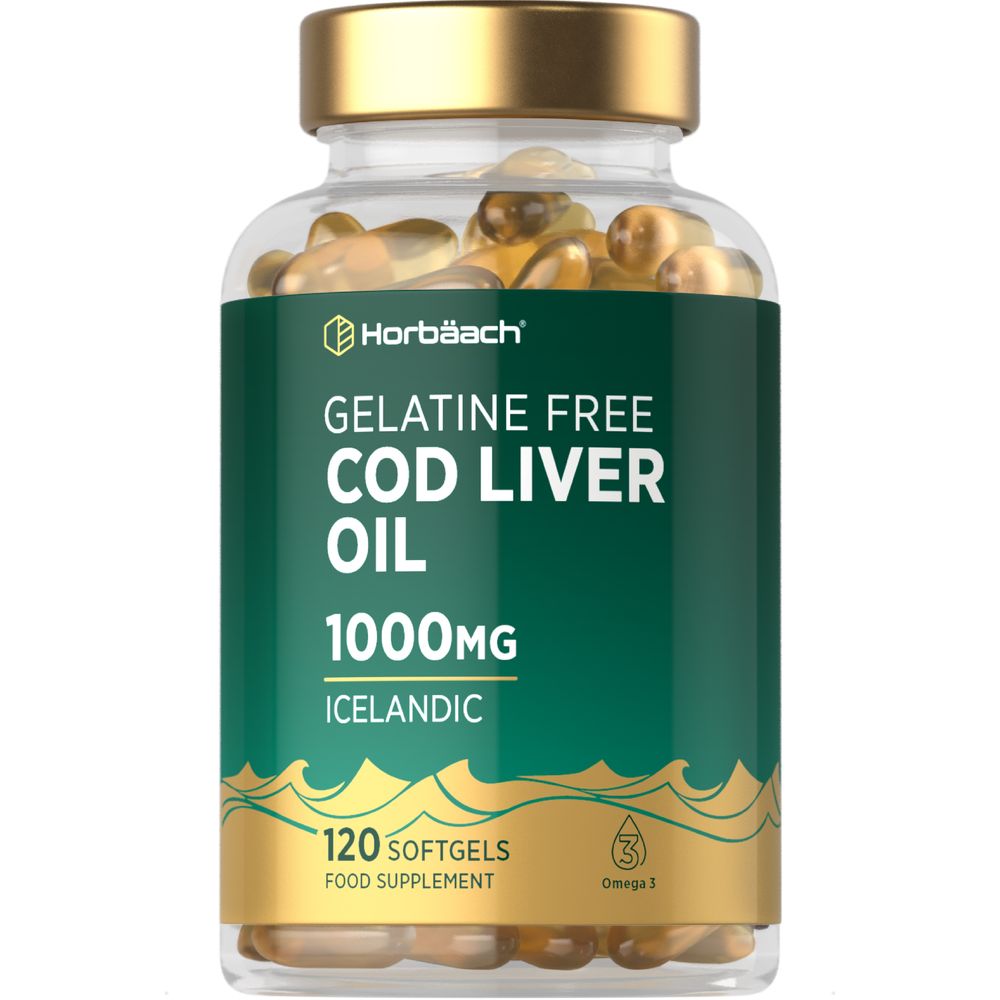 Cod Liver Oil Gelatine Free 1000 mg | 120 Softgels