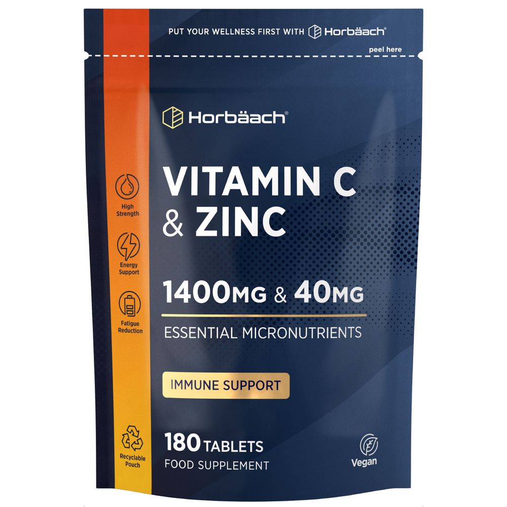 Vitamin C 1400 mg and Zinc 40 mg | 180 Tablets