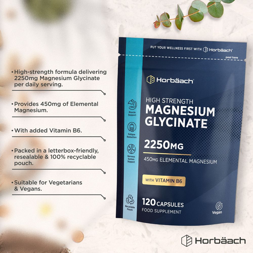 Magnesium Glycinate 2250 mg | 120 Capsules