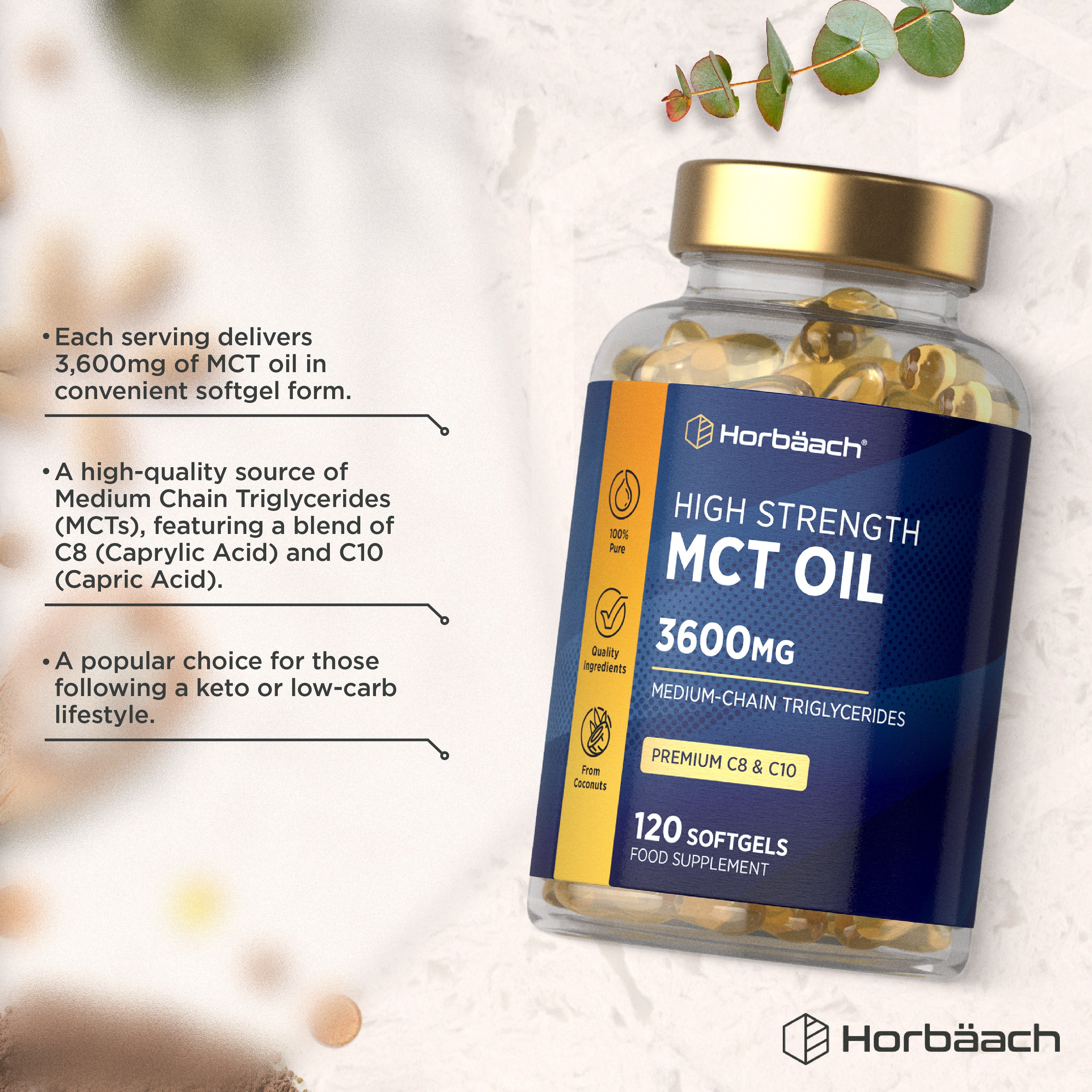 MCT Oil 3600 mg | C8 & C10 | 120 Softgels