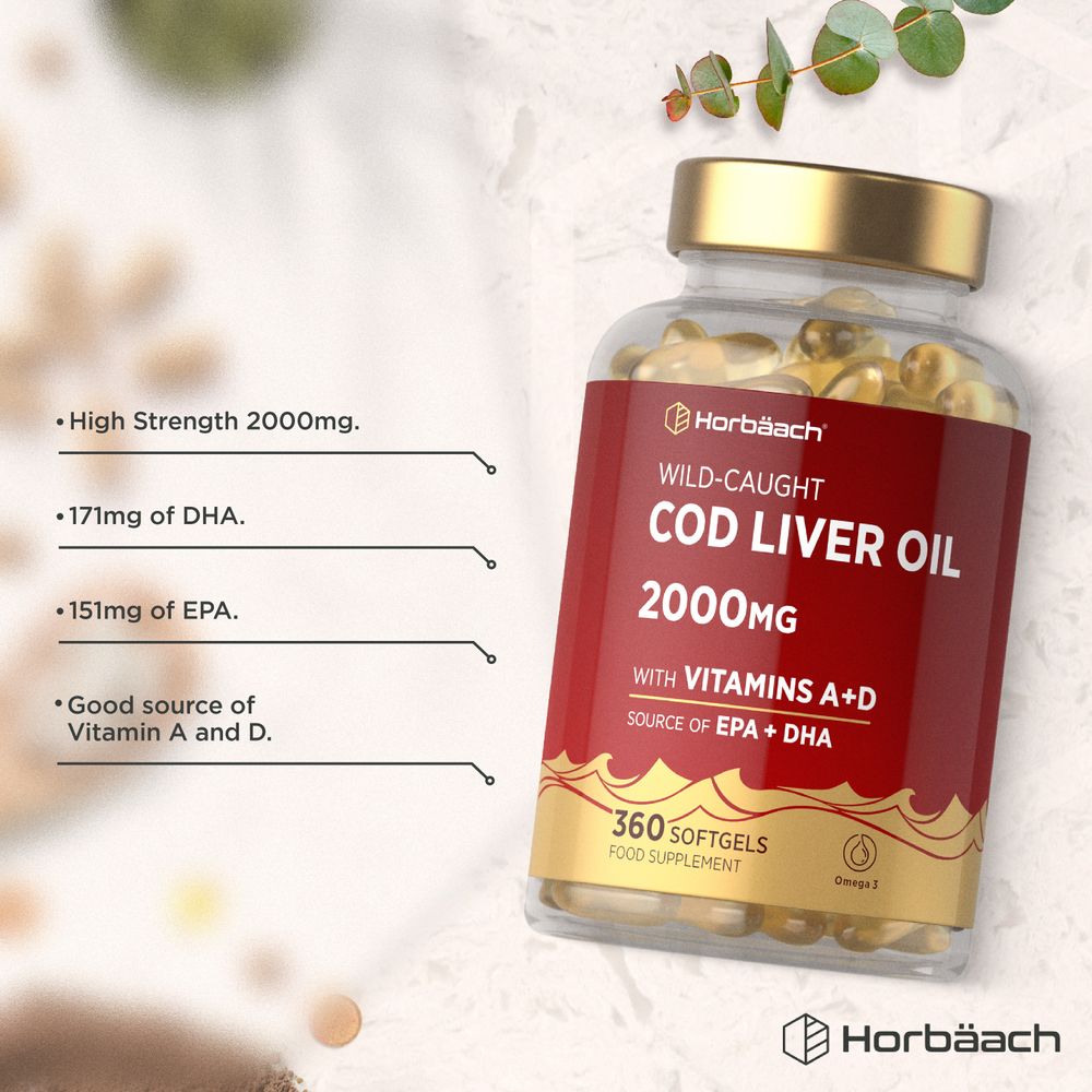 Cod Liver Oil 2000 mg with Vitamin A & D | 360 Softgels