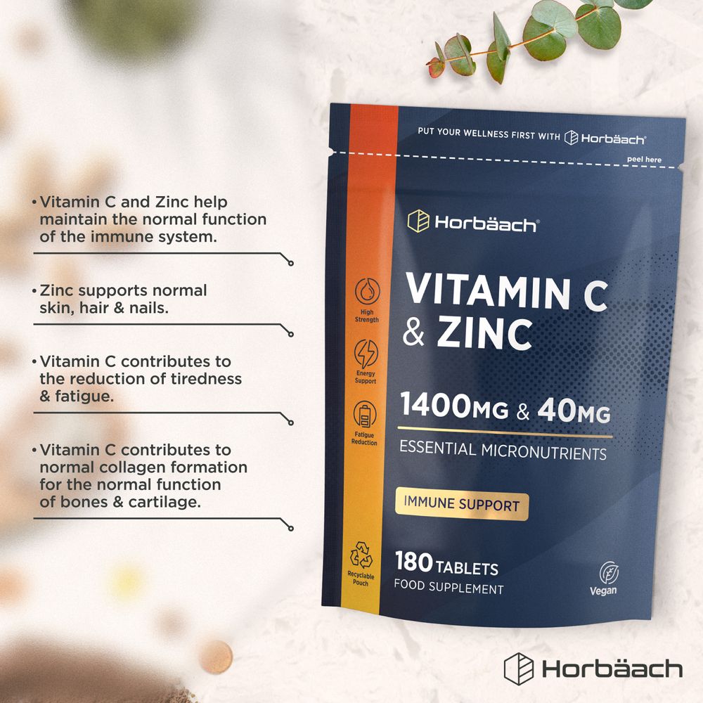 Vitamin C 1400 mg and Zinc 40 mg | 180 Tablets