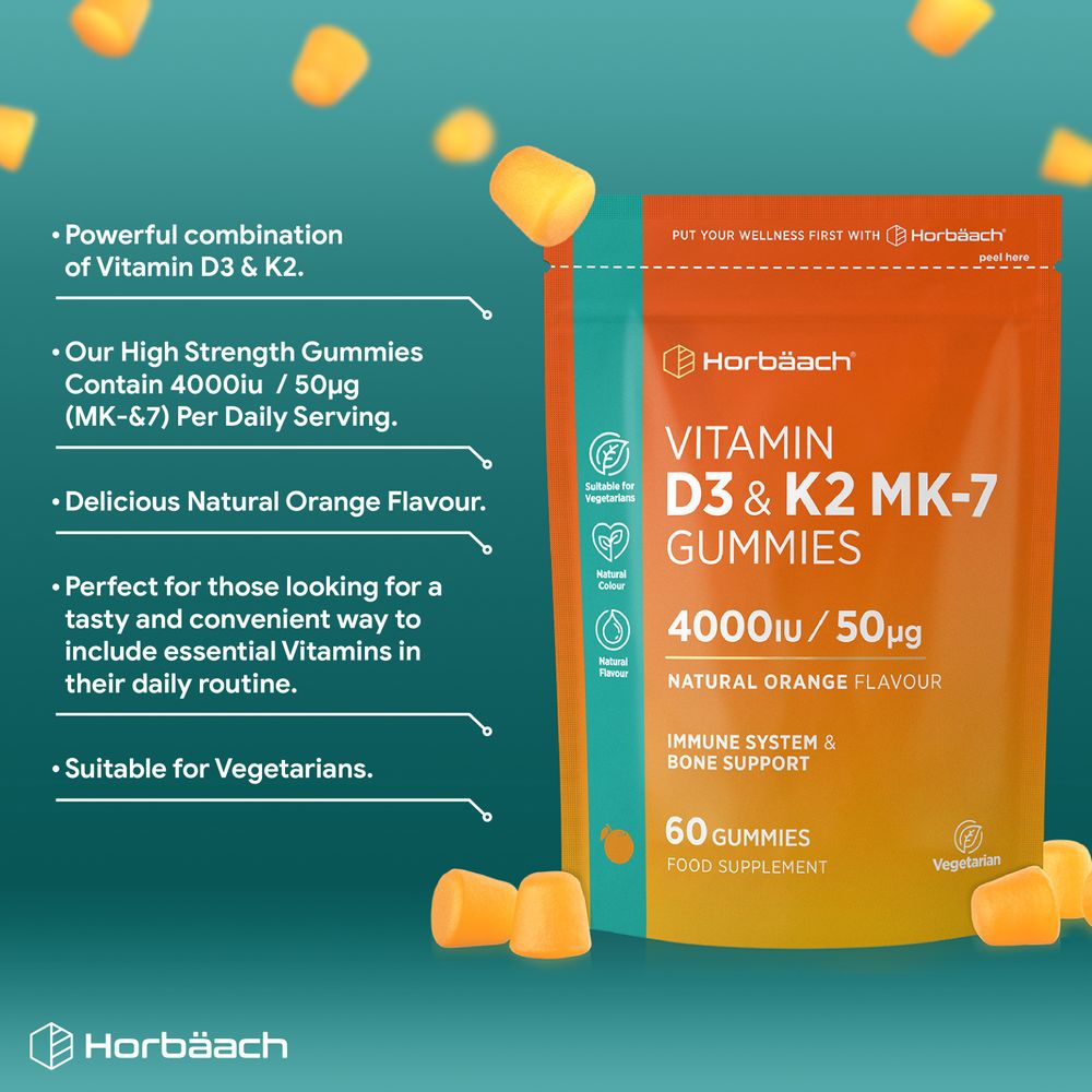 Vitamin D3 K2 4000iu + 50ug | 60 Gummies