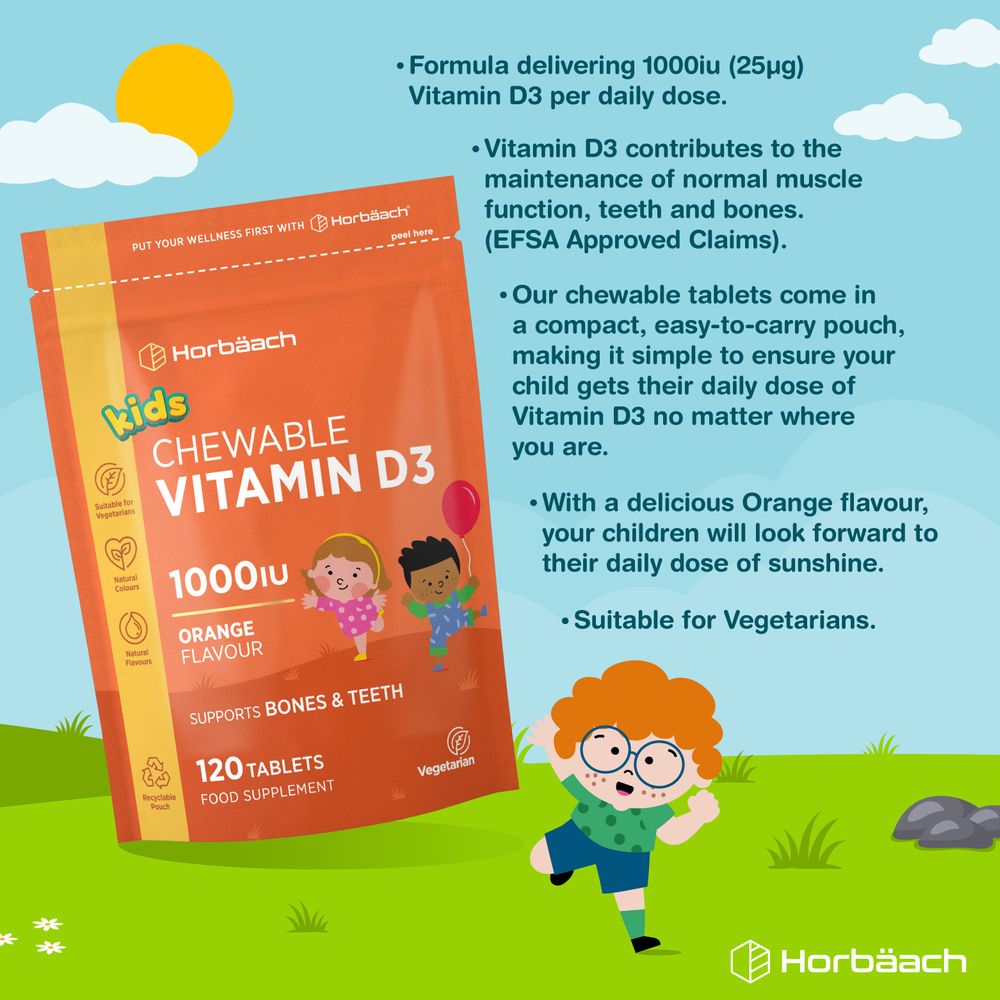 Vitamin D3 for Kids 1000 iu | 120 Chewable Tablets