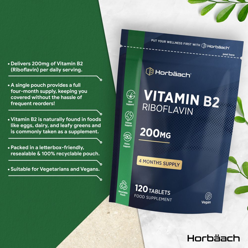 Vitamin B2 Riboflavin 200 mg | 120 Tablets