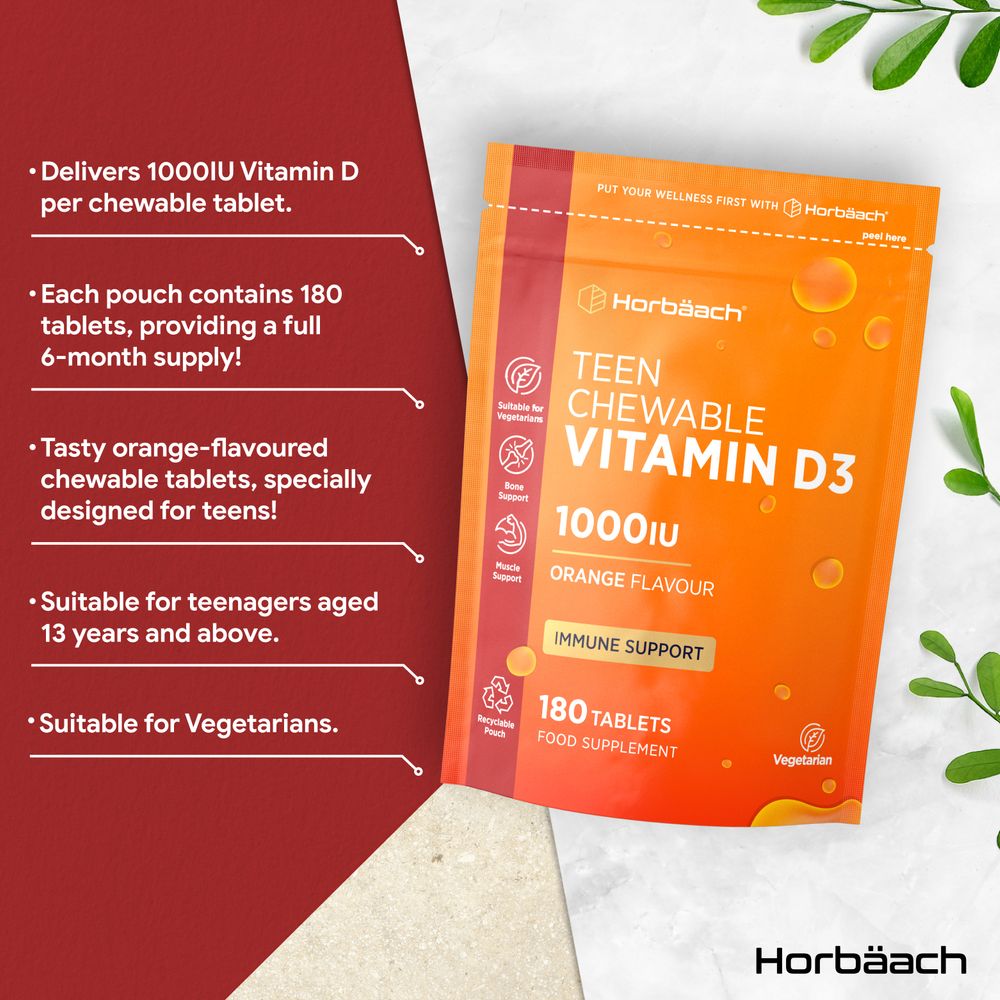 Vitamin D3 for Teens 1000 IU | 180 Chewable Tablets