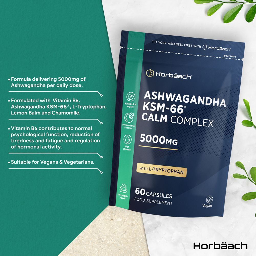 Ashwagandha KSM-66 Calm Complex 5000 mg | 60 Capsules