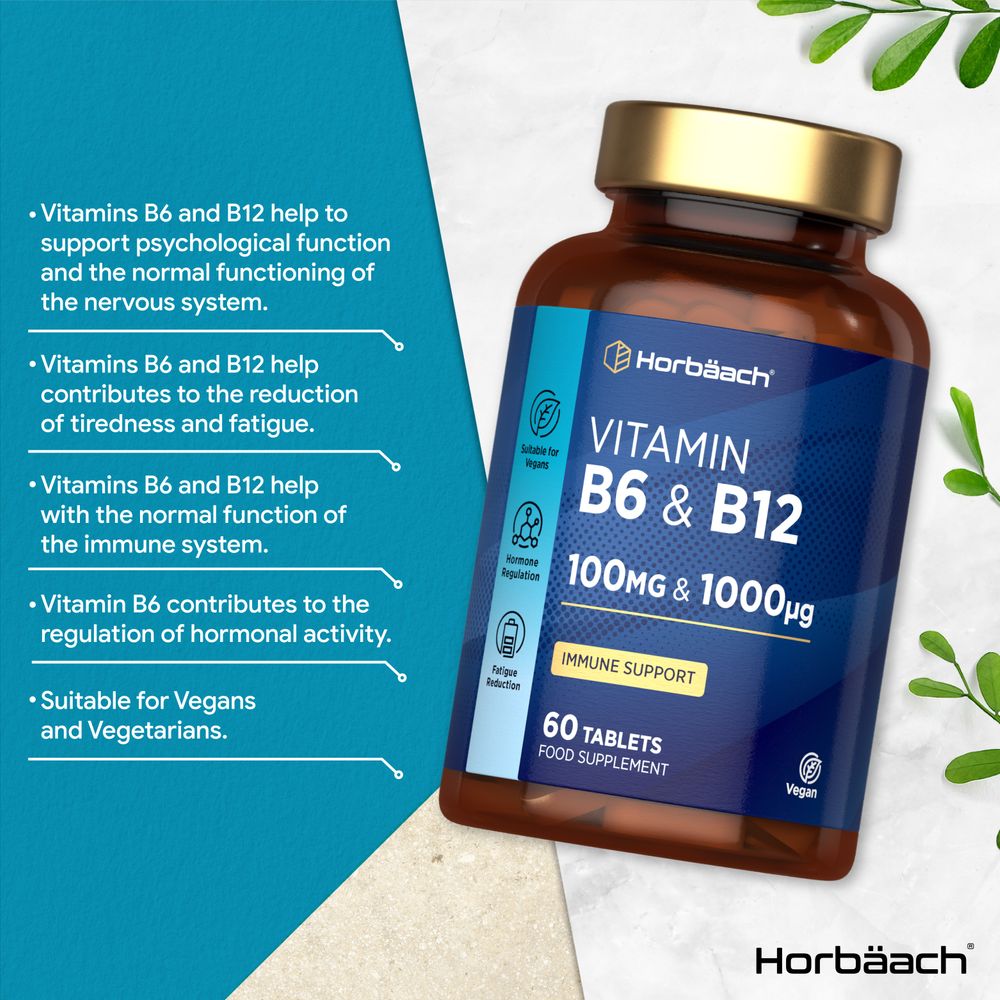 Vitamin B6 100 mg & B12 1000 mcg | 60 Tablets