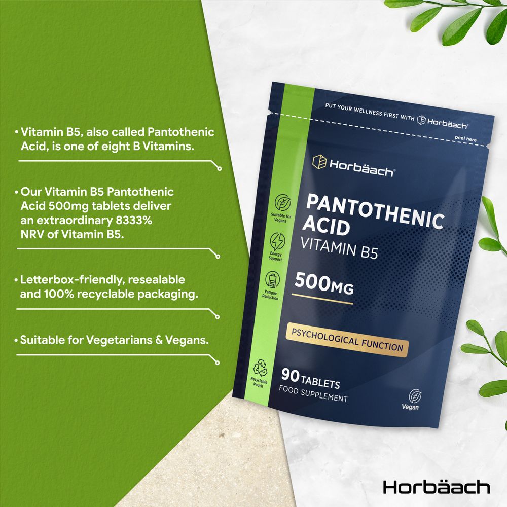Vitamin B5 Pantothenic Acid 500 mg | 90 Tablets