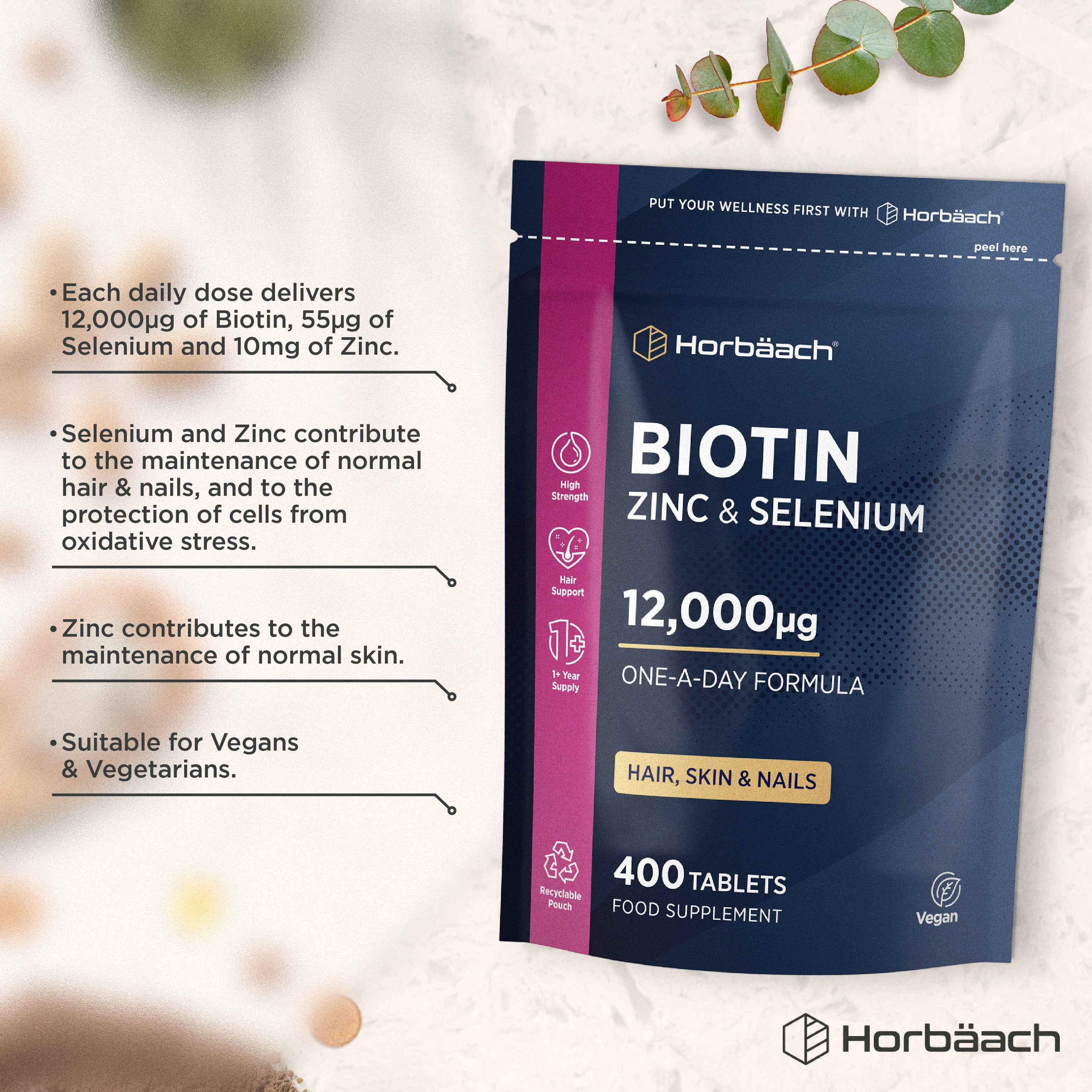 Biotin 12,000 ug | 400 Tablets