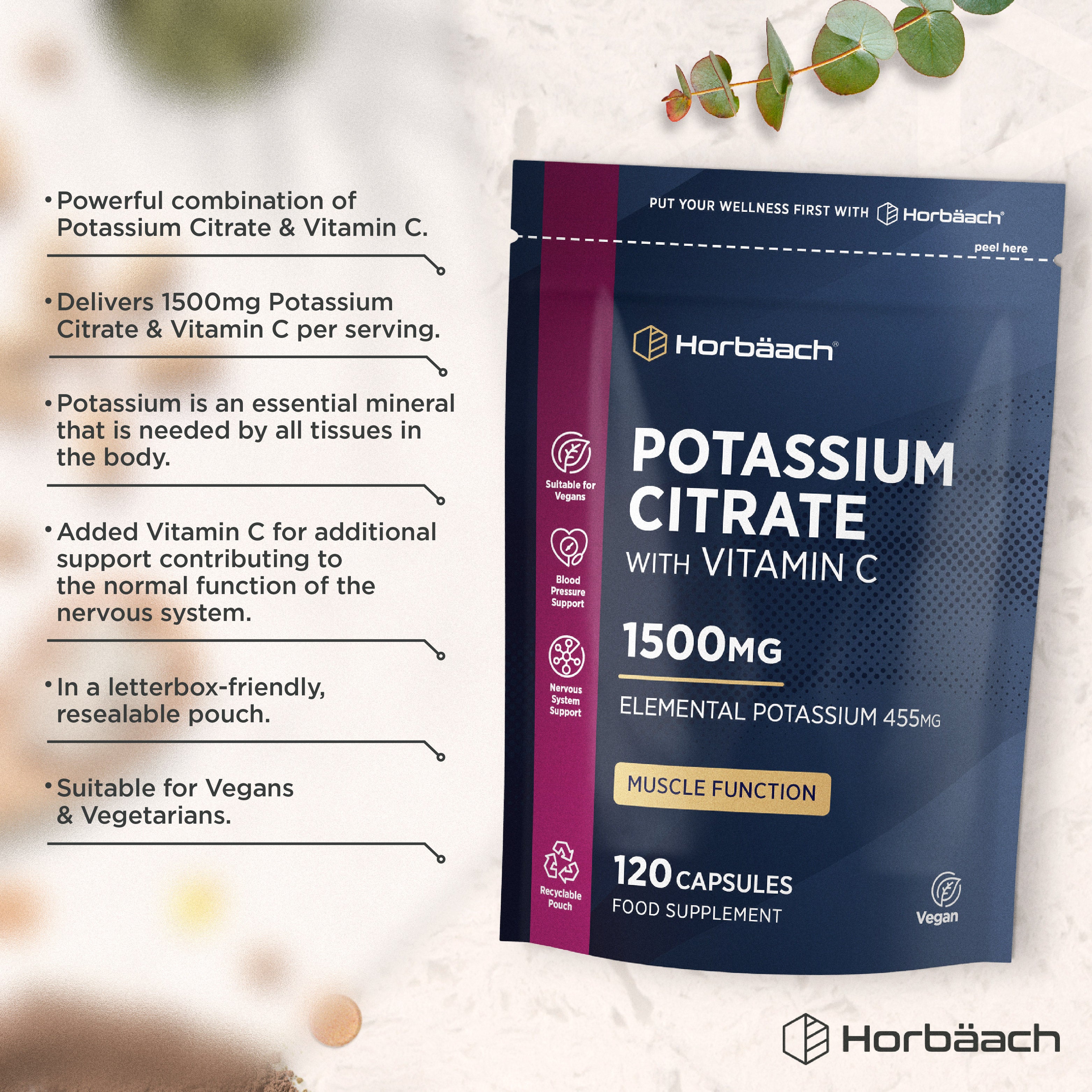 Potassium Citrate 1500 mg with Vitamin C | 120 Capsules