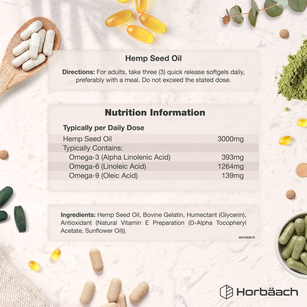 Hemp Seed Oil 3000 mg | 180 Softgels
