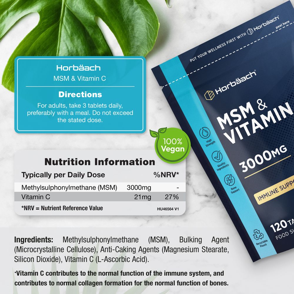MSM and Vitamin C 3000 mg | 120 Tablets