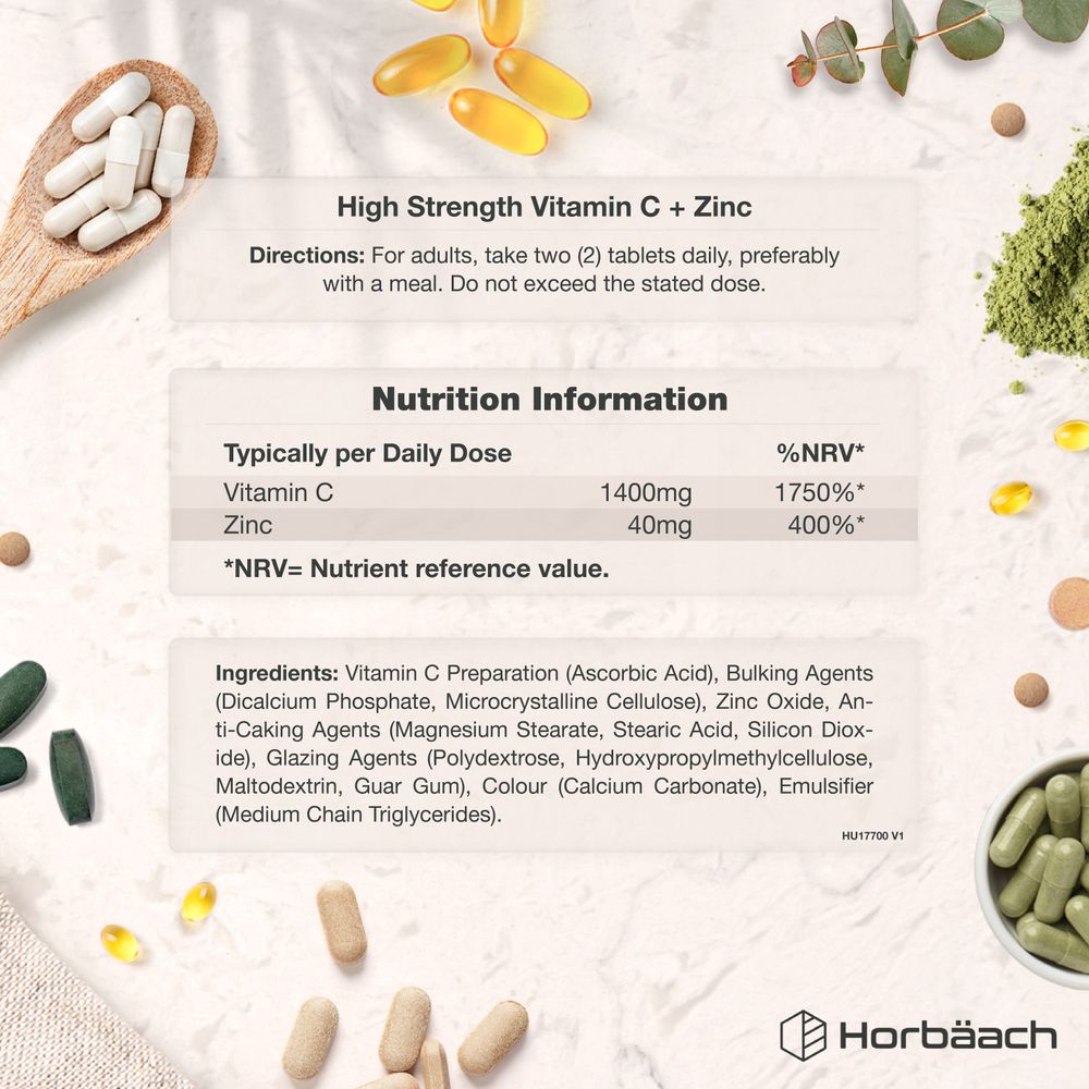 Vitamin C 1400 mg and Zinc 40 mg | 180 Tablets