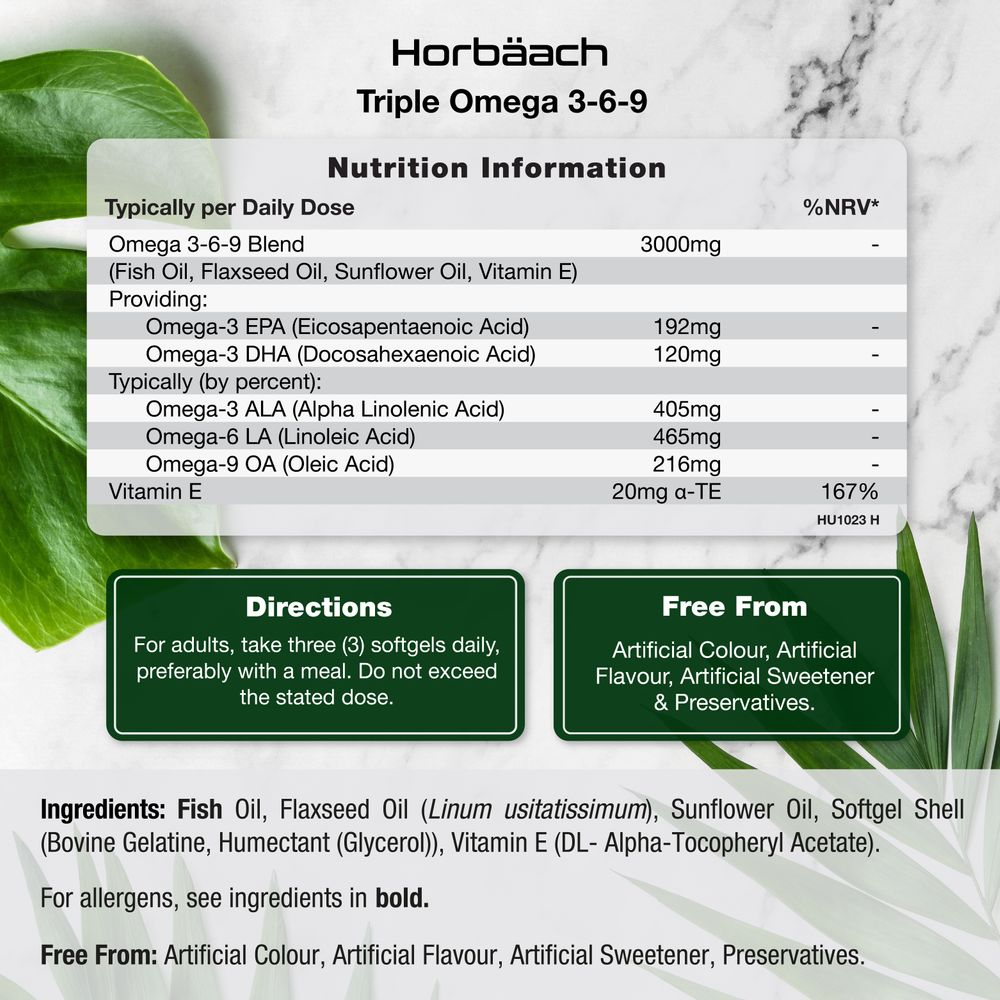 Omega 3-6-9 3000 mg with EPA, DHA & ALA | 240 Softgels