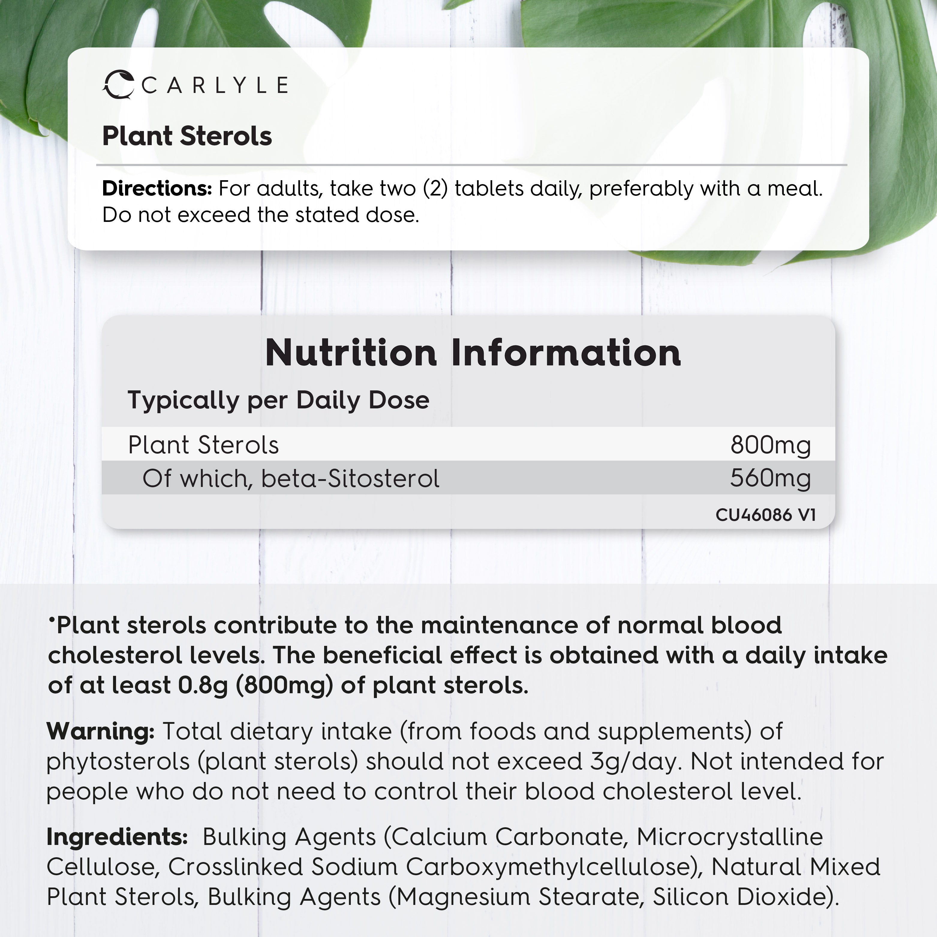 Plant Sterols 800 mg | 90 Tablets