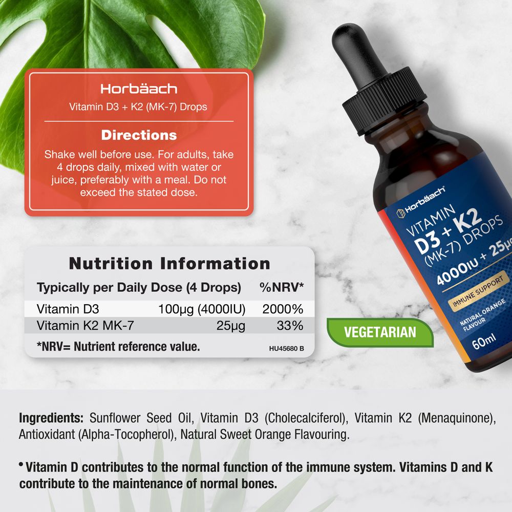 Vitamin D3 4000 IU & K2 MK7 25 µg Liquid | 60 ml