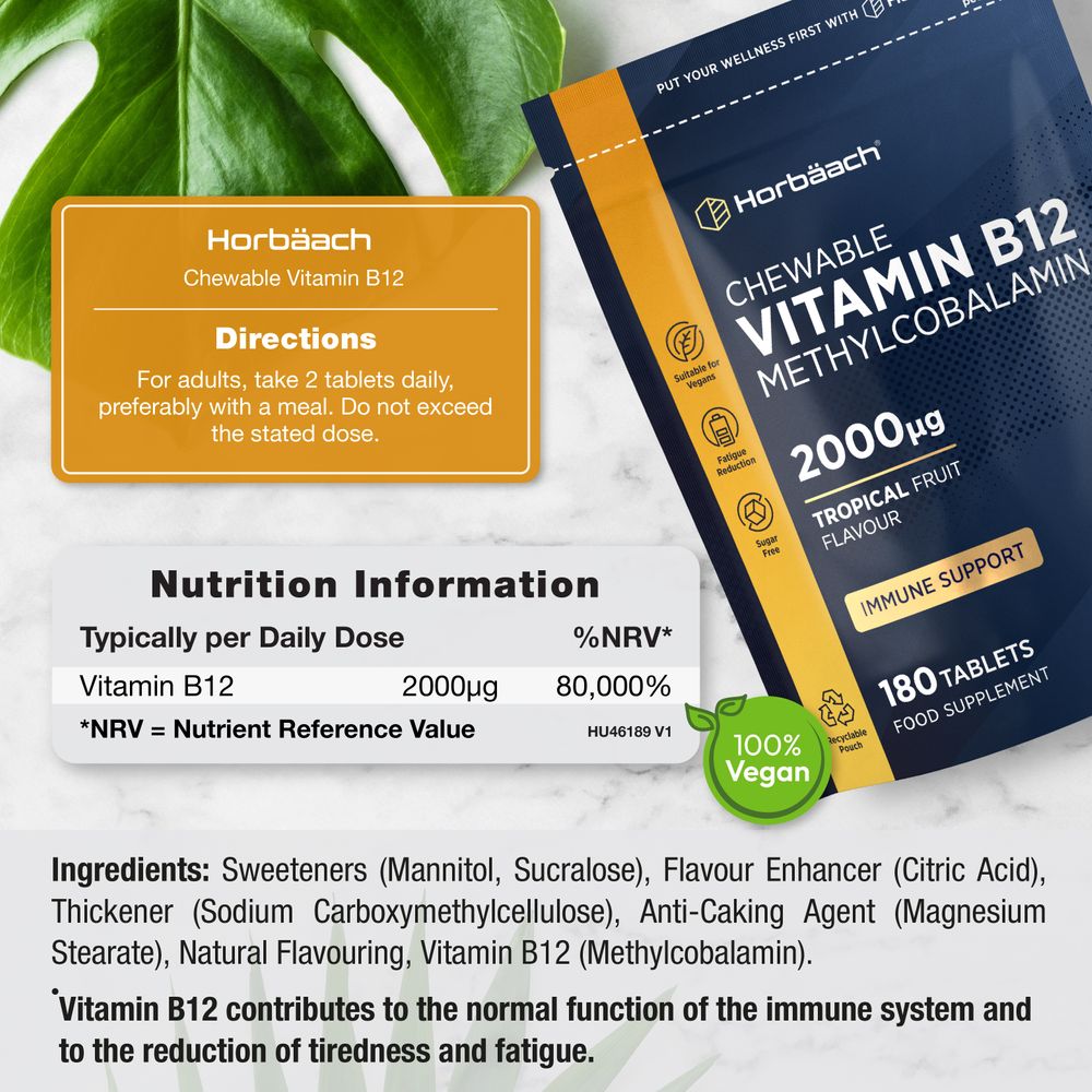 Vitamin B12 2000 ug | 180 Chewable Tablets