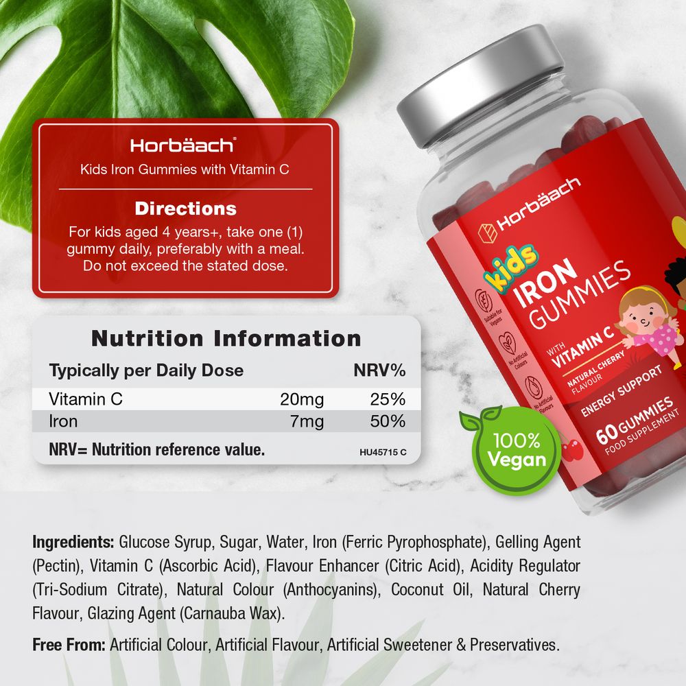 Iron with Vitamin C for Kids | 60 Gummies