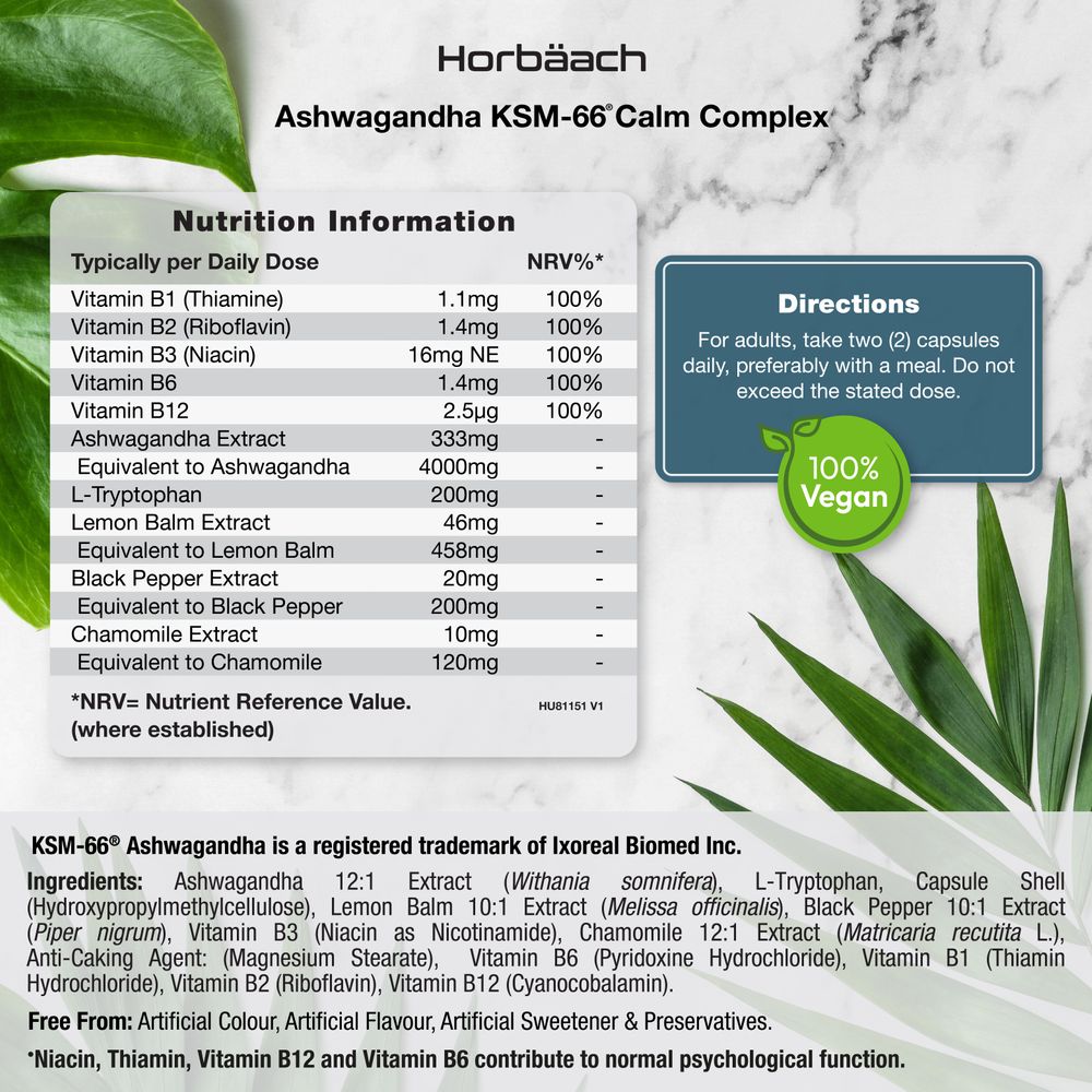 Ashwagandha KSM-66 Calm Complex 5000 mg | 60 Capsules