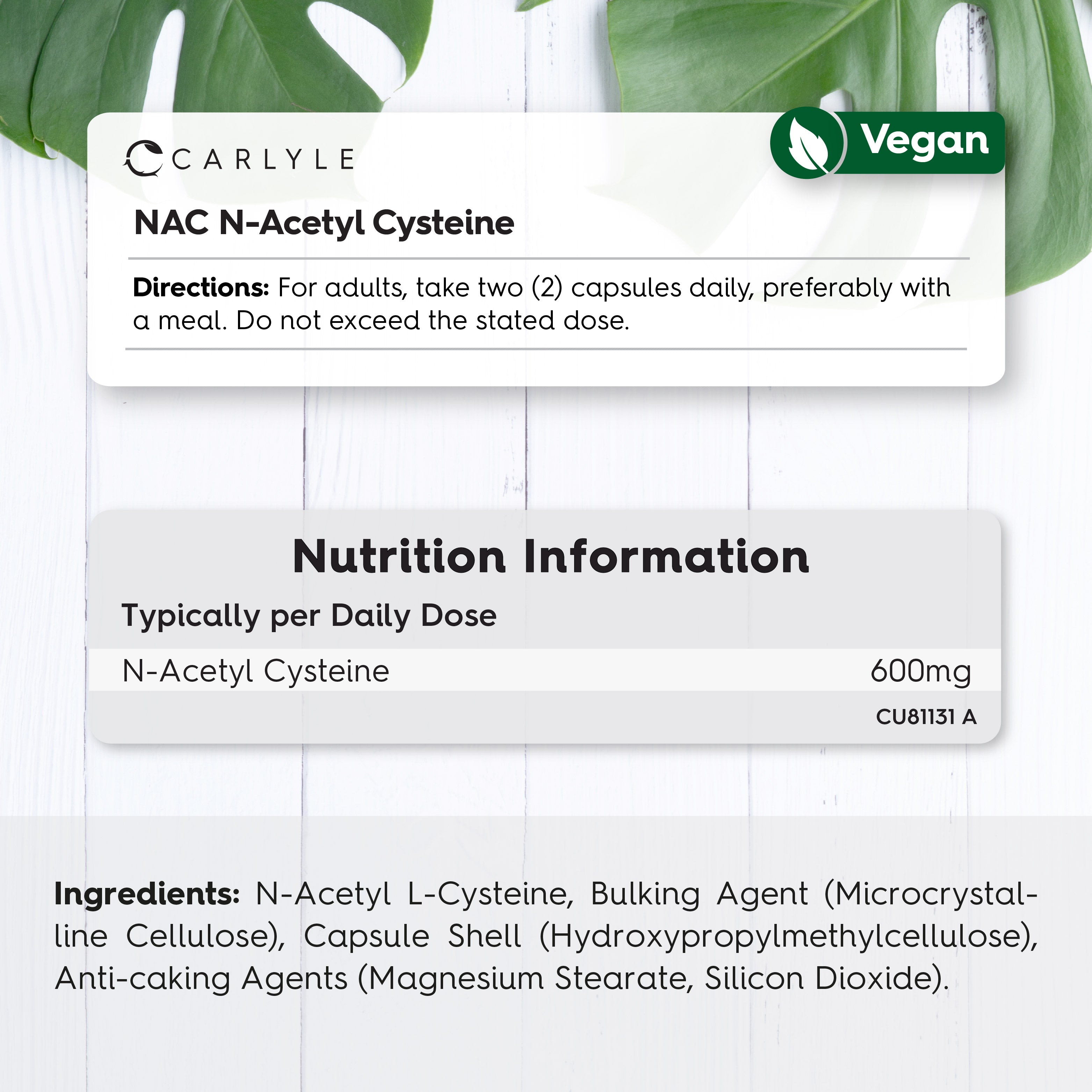 NAC N-Acetyl Cysteine 600 mg | 120 Capsules