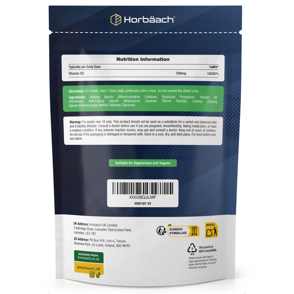 Vitamin B2 Riboflavin 200 mg | 120 Tablets