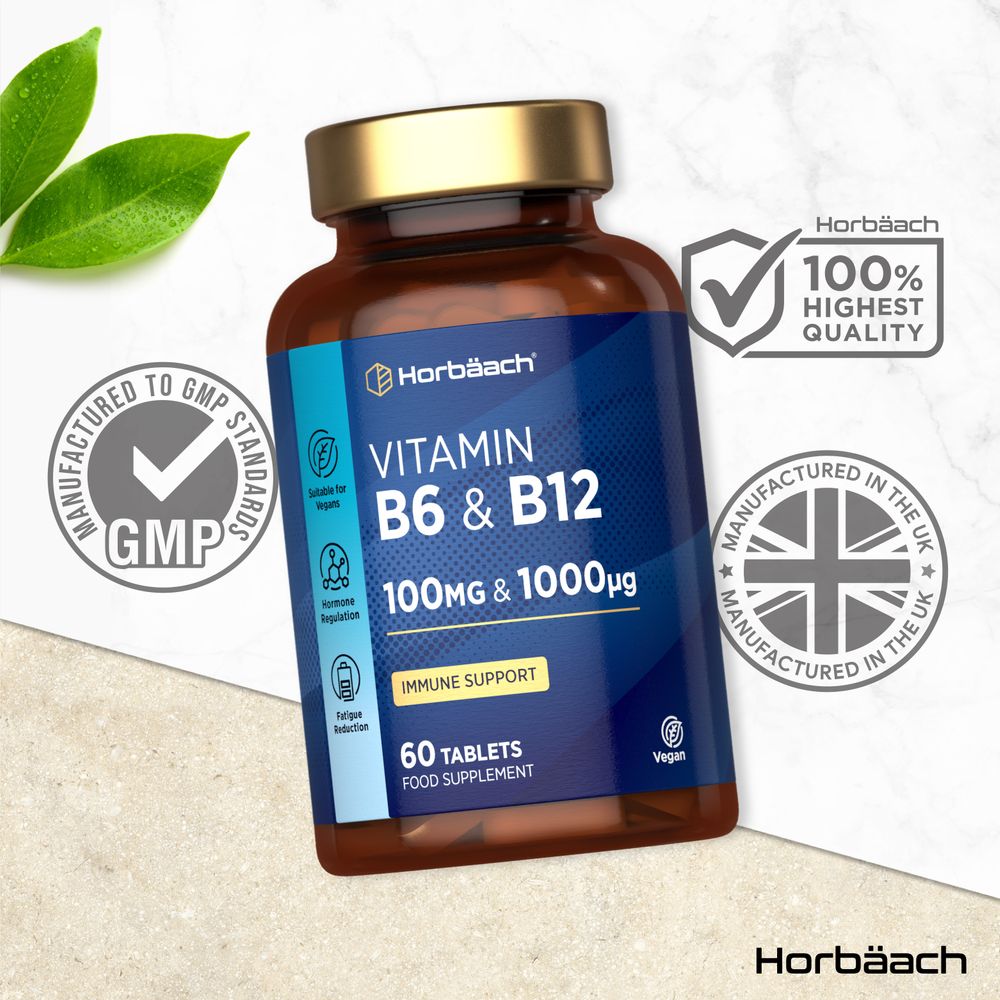 Vitamin B6 100 mg & B12 1000 mcg | 60 Tablets