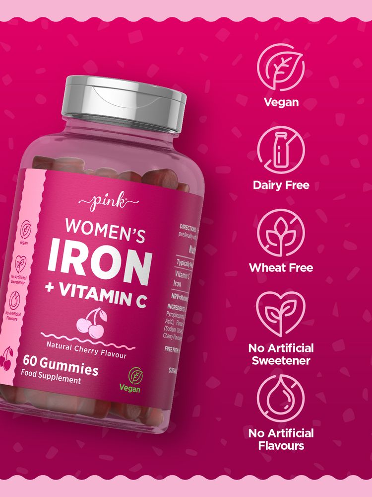 Iron with Vitamin C for Women | 60 Gummies