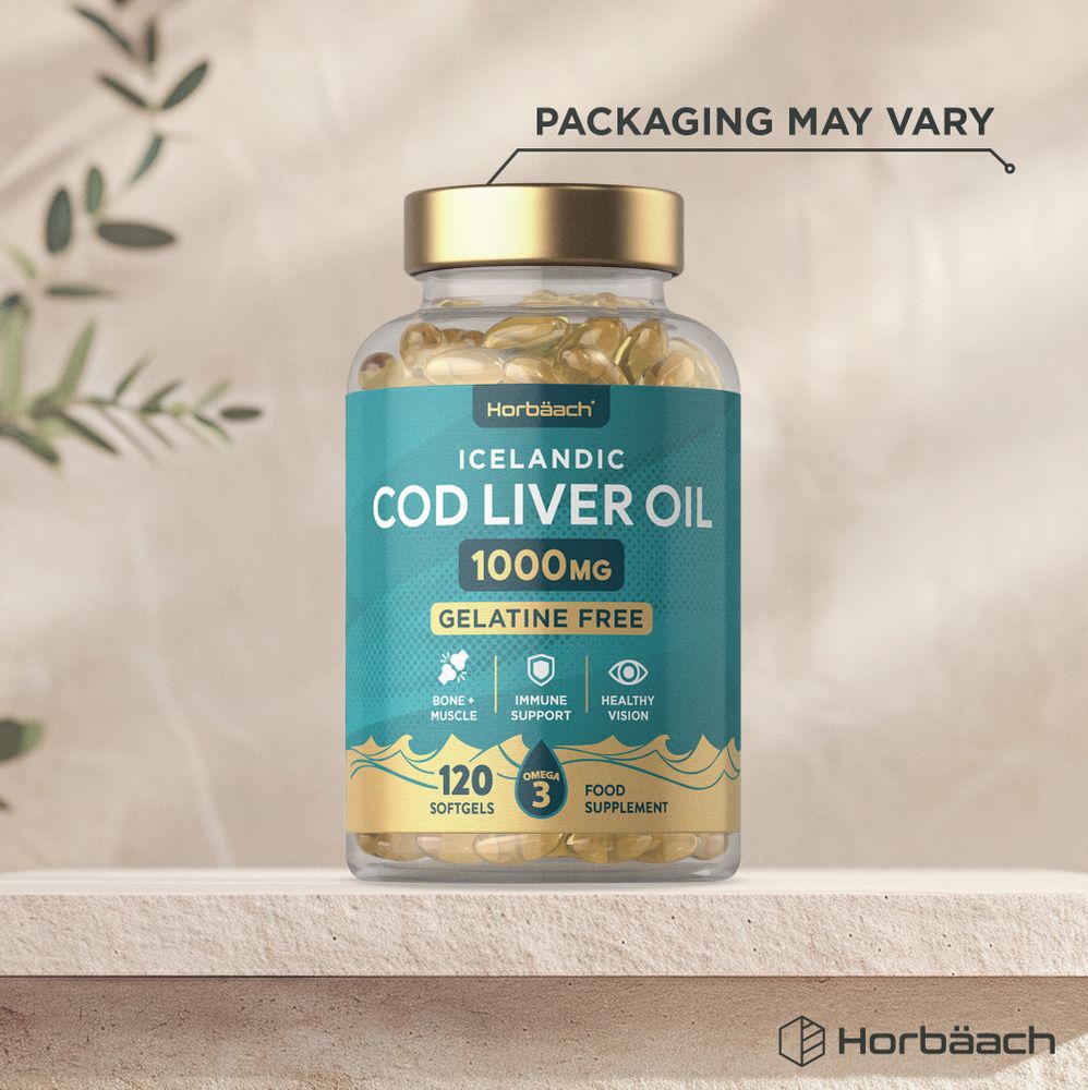 Cod Liver Oil Gelatine Free 1000 mg | 120 Softgels
