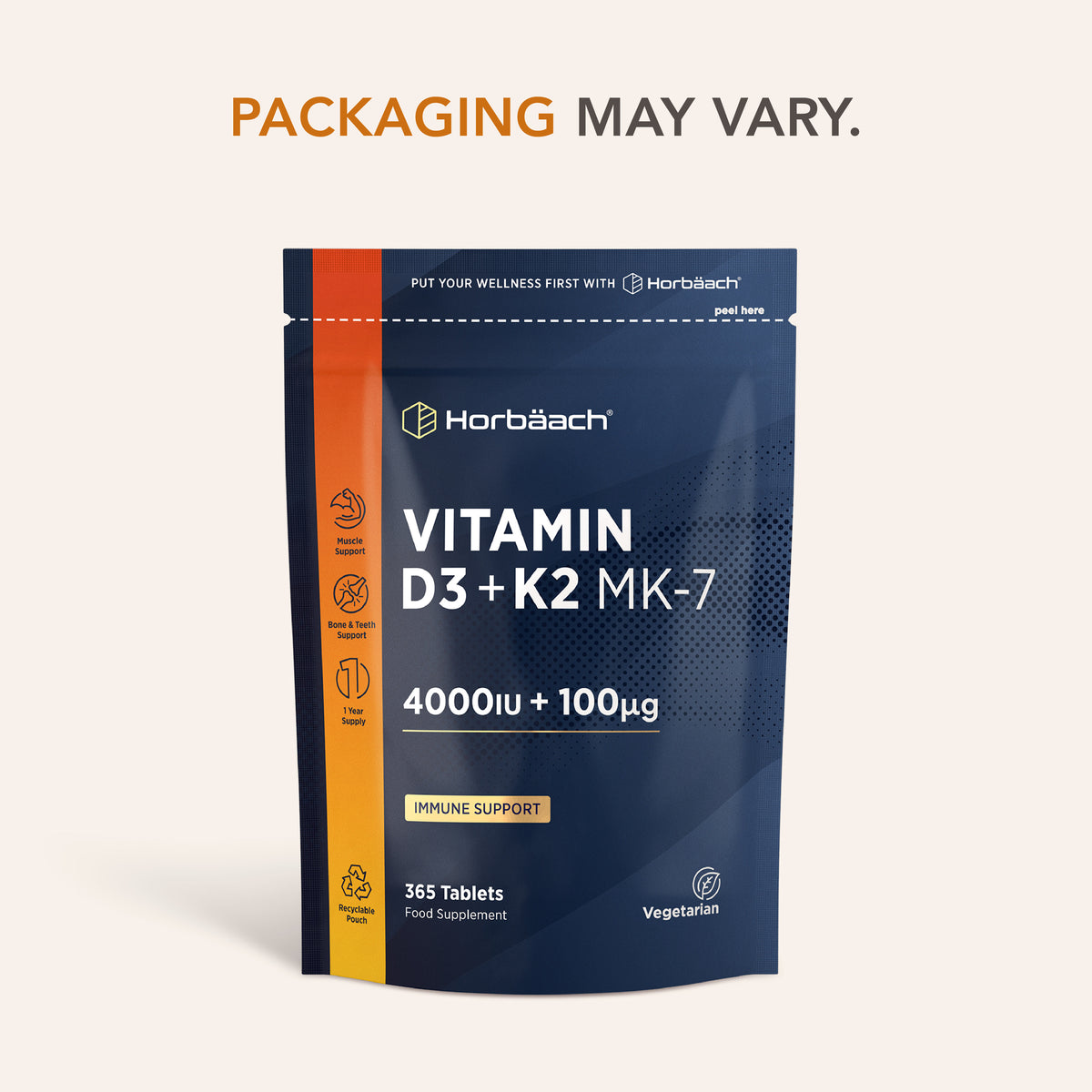 Vitamin D3 4000 IU & K2 MK7 100 µg | 365 Tablets