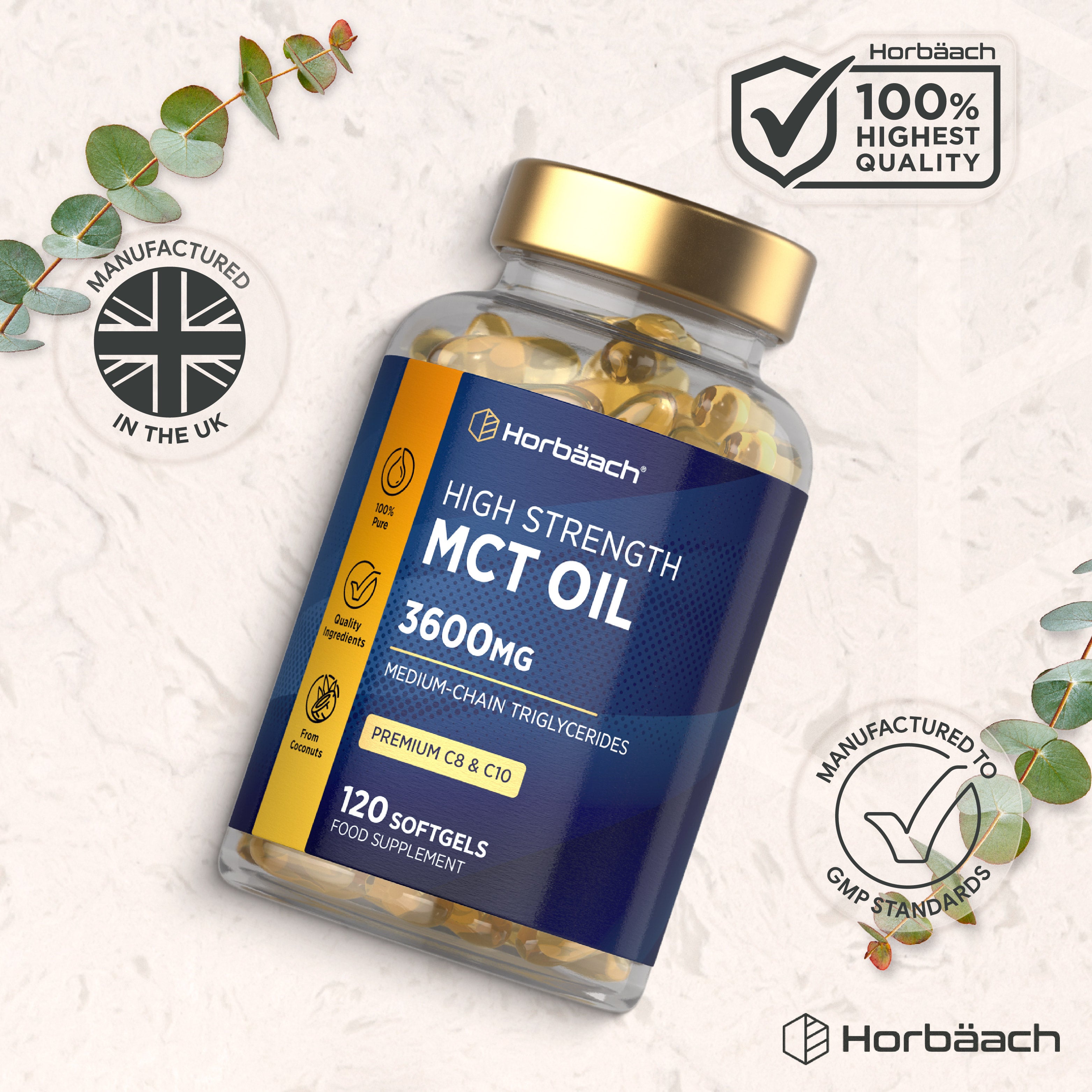MCT Oil 3600 mg | C8 & C10 | 120 Softgels