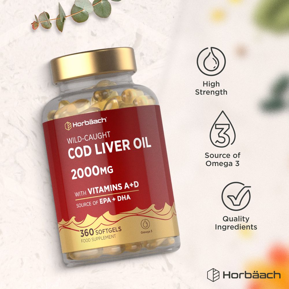 Cod Liver Oil 2000 mg with Vitamin A & D | 360 Softgels