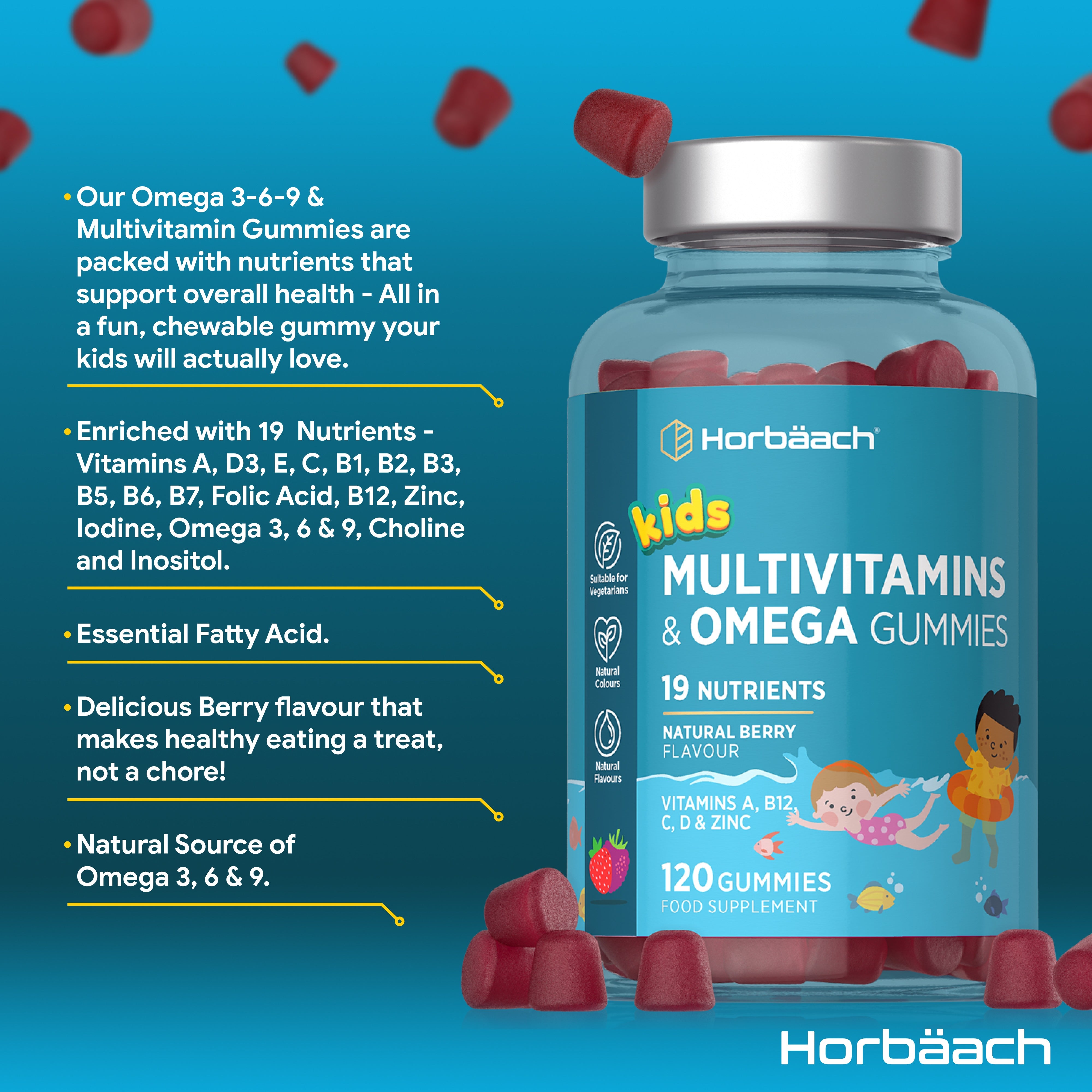 Multivitamin with Omega 369 For Kids | 120 Gummies