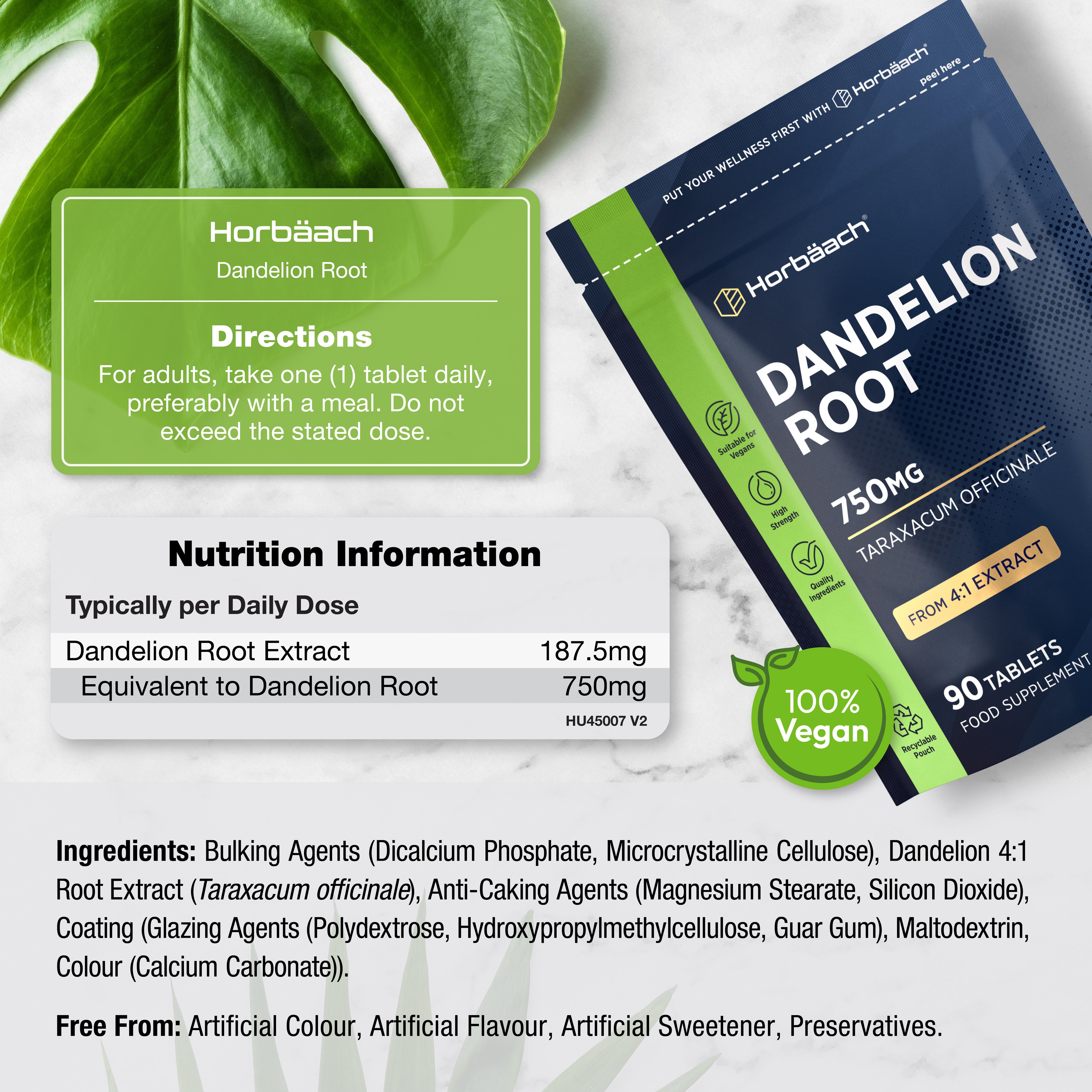 Dandelion Root 750 mg | 90 Tablets