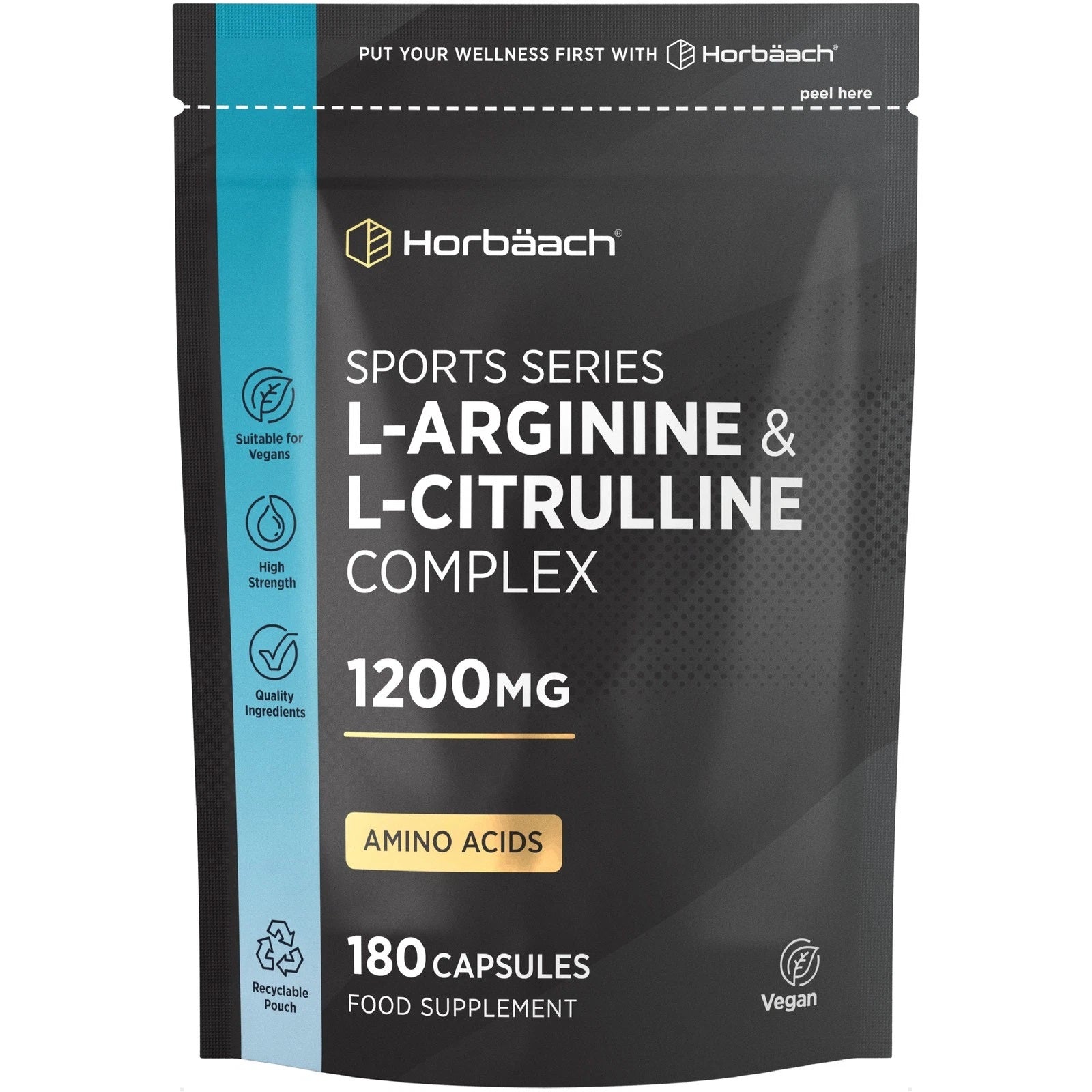 L-Arginine and L-Citrulline 1200 mg | 180 Capsules