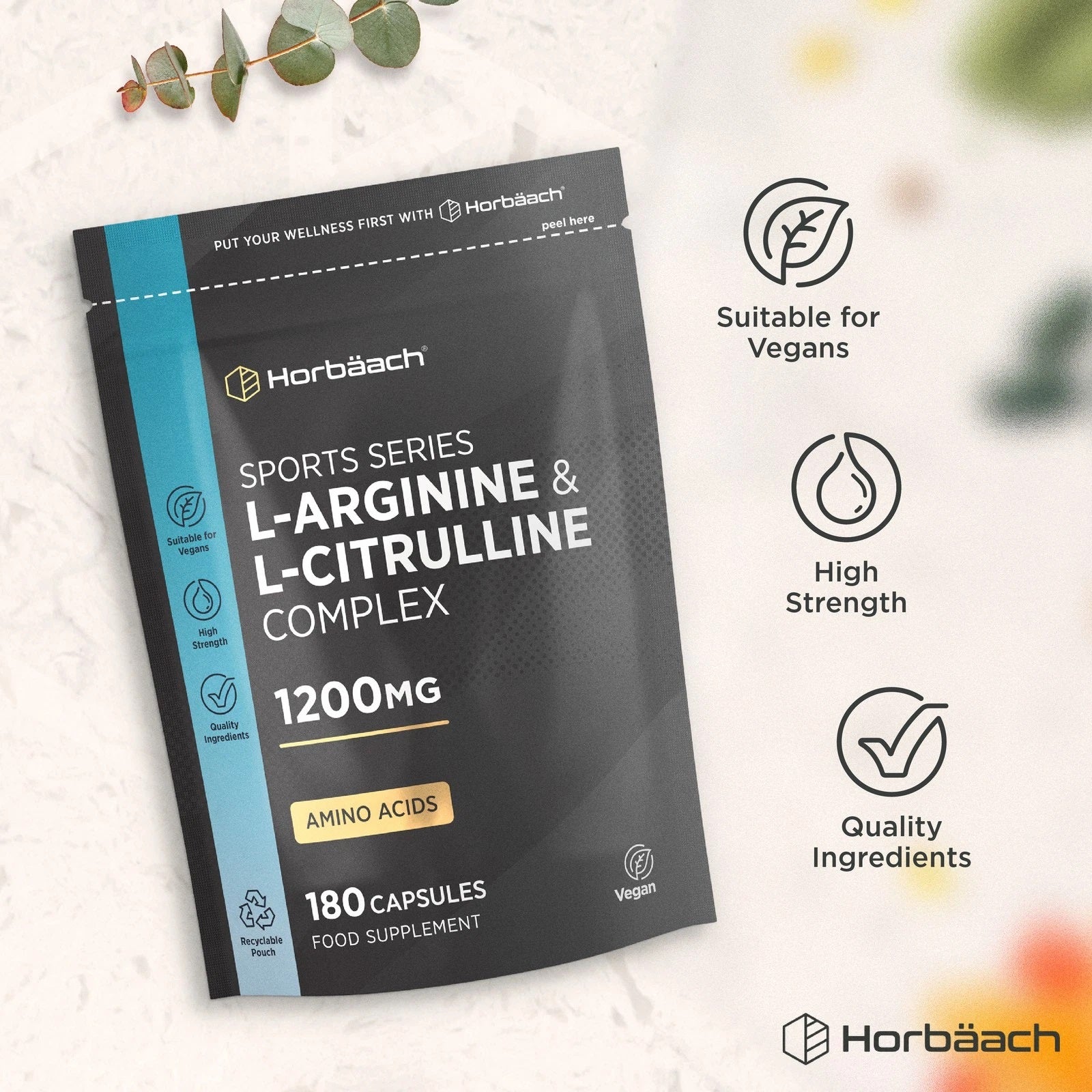 L-Arginine and L-Citrulline 1200 mg | 180 Capsules