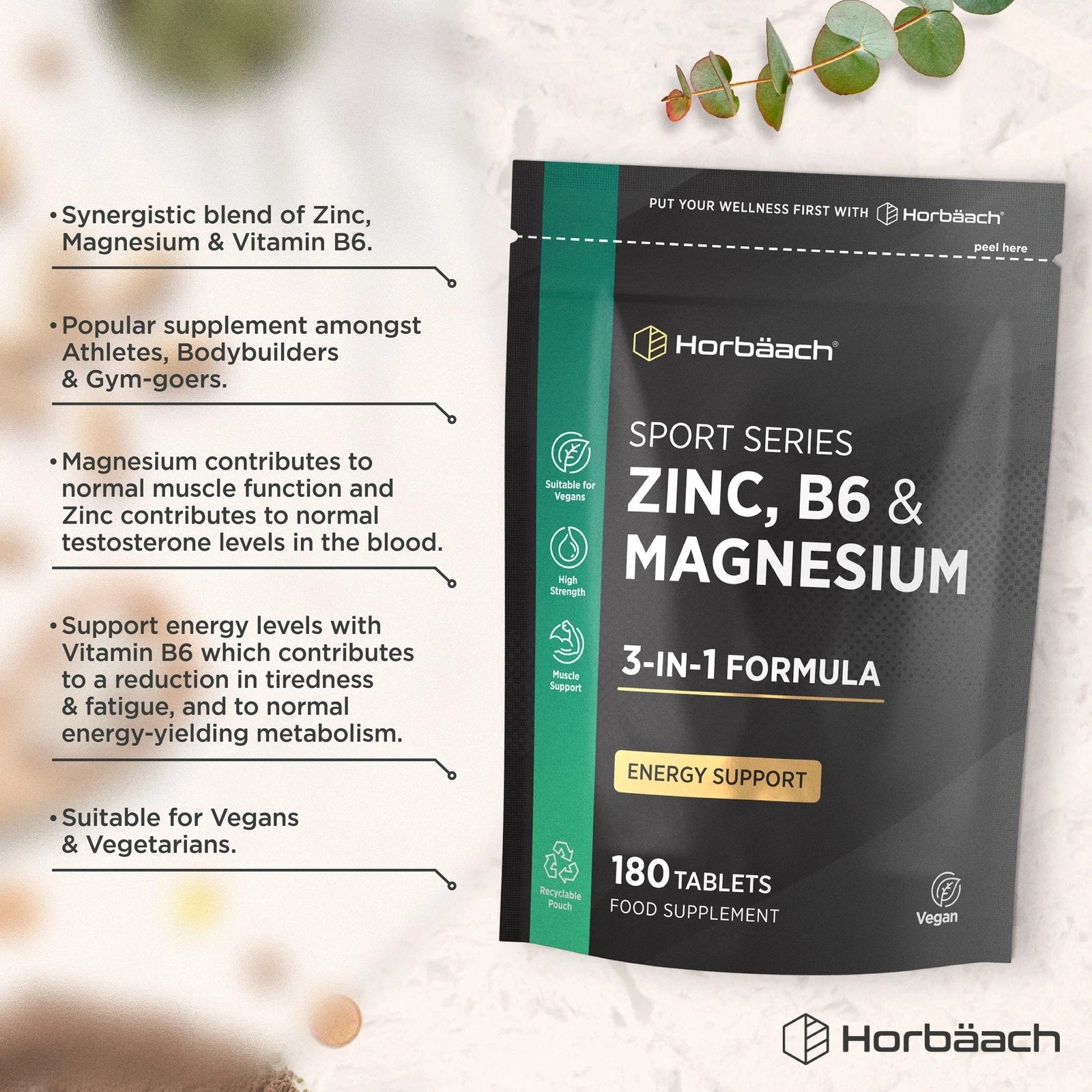 Zinc, Magnesium and Vitamin B6 | 180 Tablets