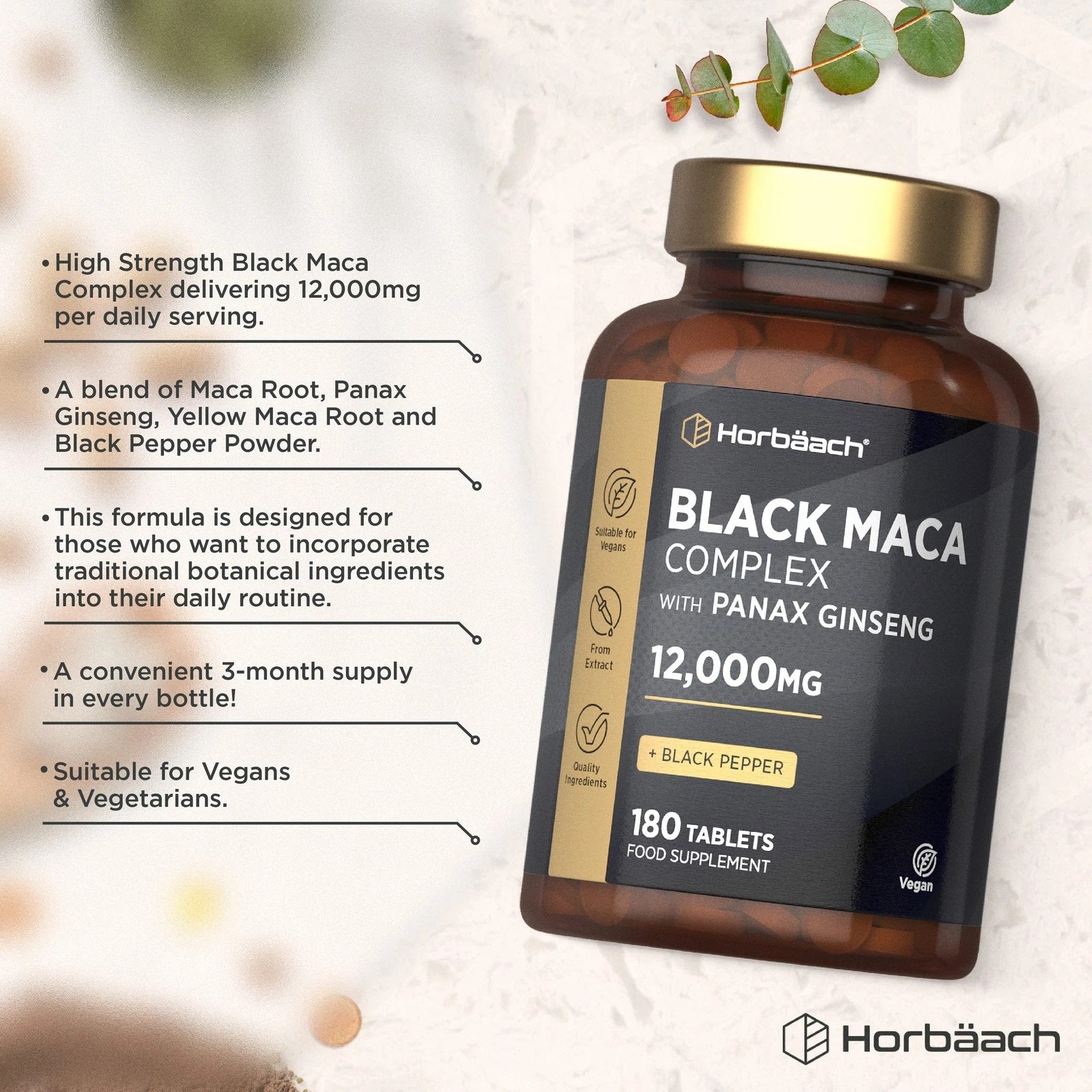 Black Maca Root Complex 12,000 mg | 180 Tablets