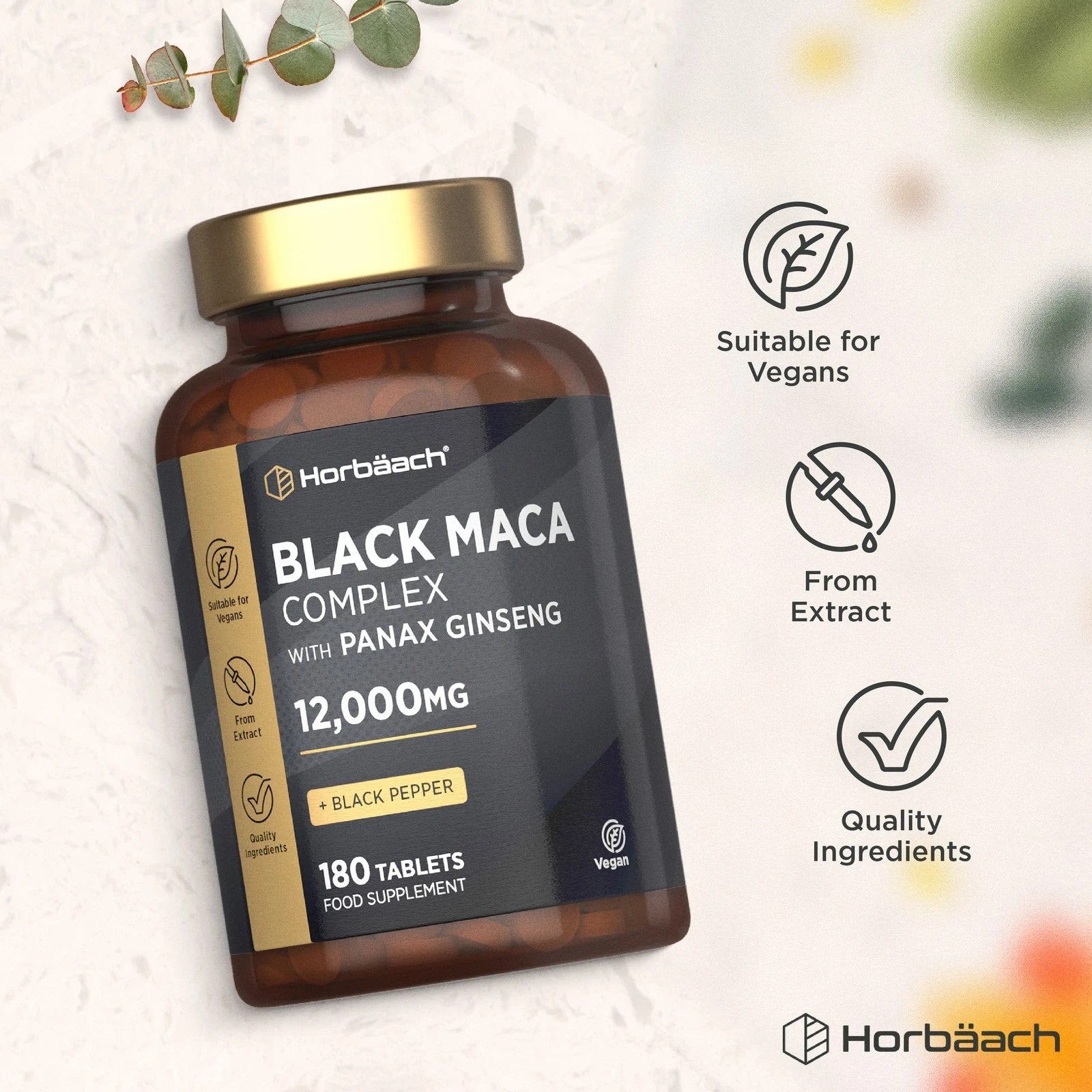 Black Maca Root Complex 12,000 mg | 180 Tablets