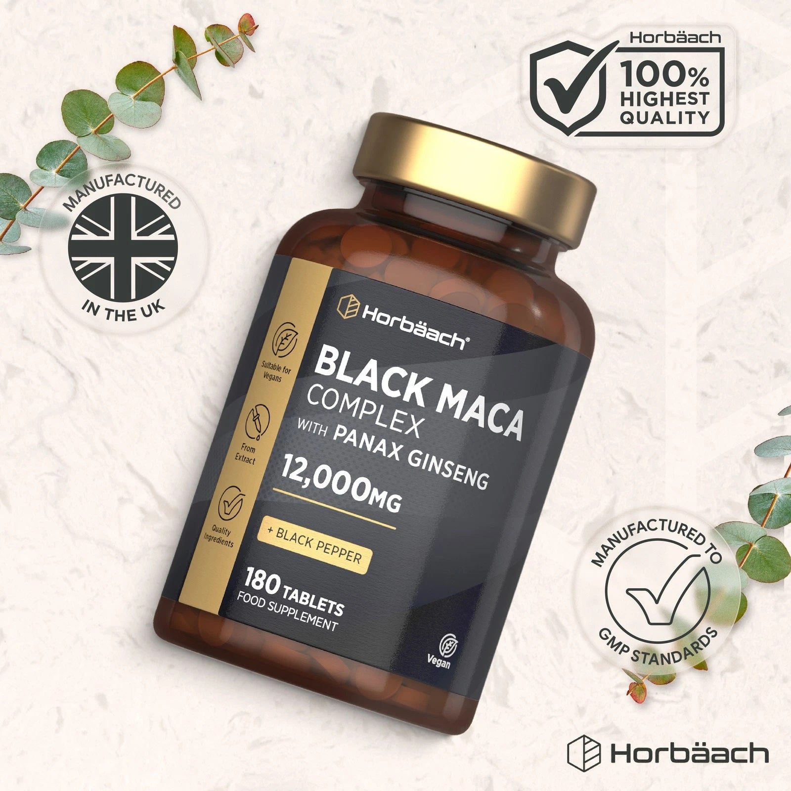 Black Maca Root Complex 12,000 mg | 180 Tablets