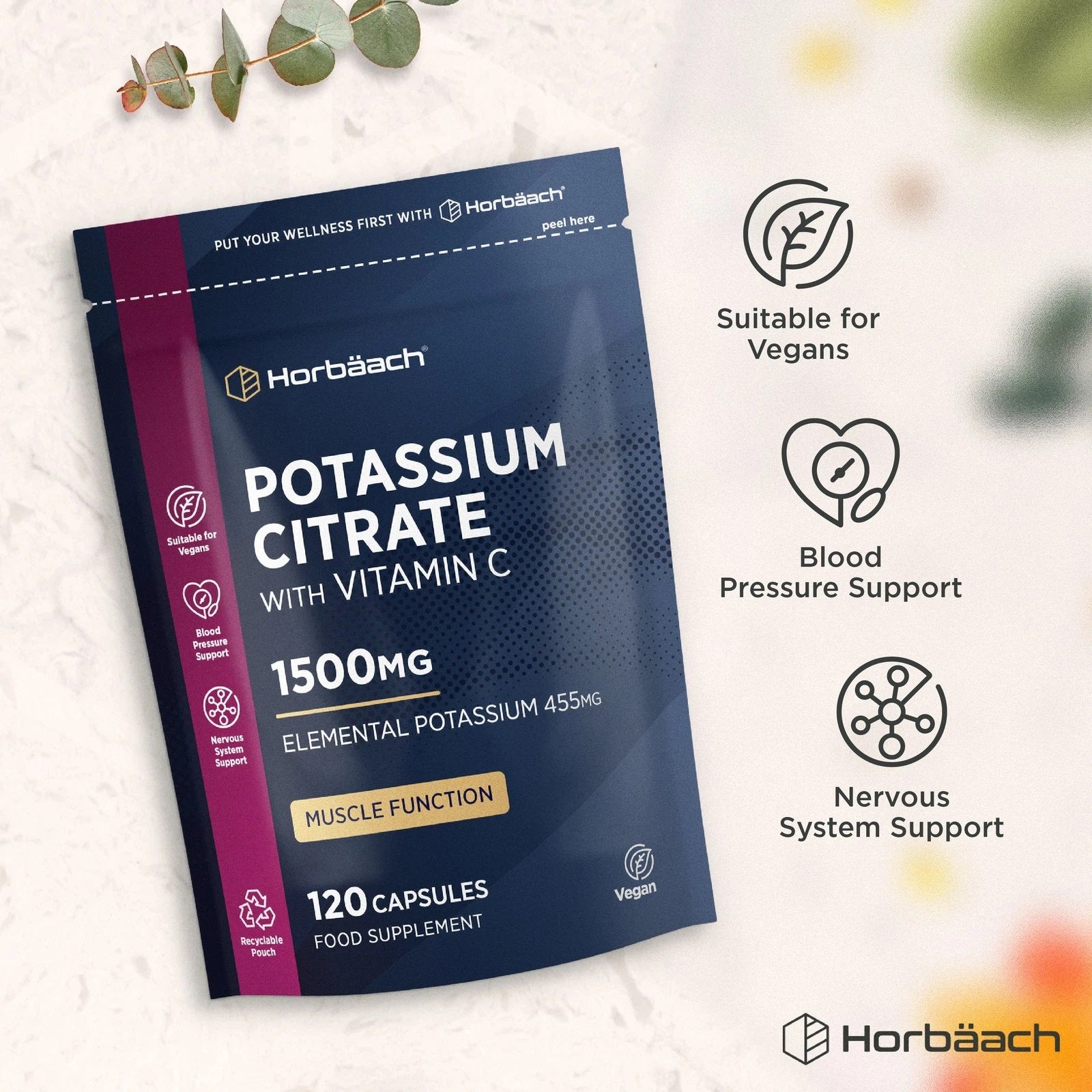 Potassium Citrate 1500 mg with Vitamin C | 120 Capsules