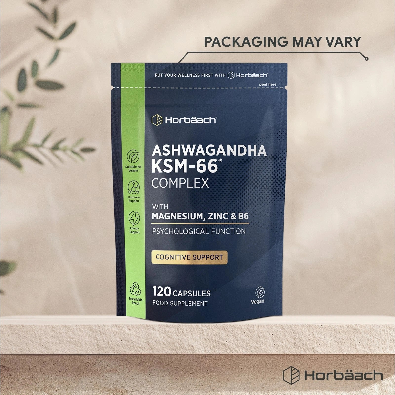 Ashwagandha KSM-66 Complex with Magnesium, Zinc & Vitamin B6 | 120 Capsules