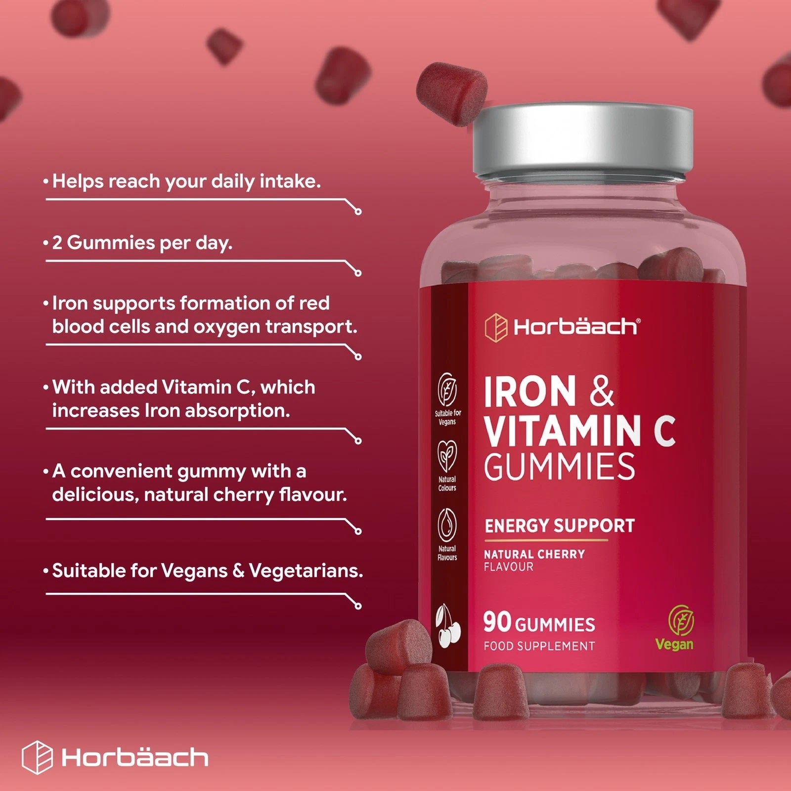 Iron 14 mg with Vitamin C | 90 Gummies