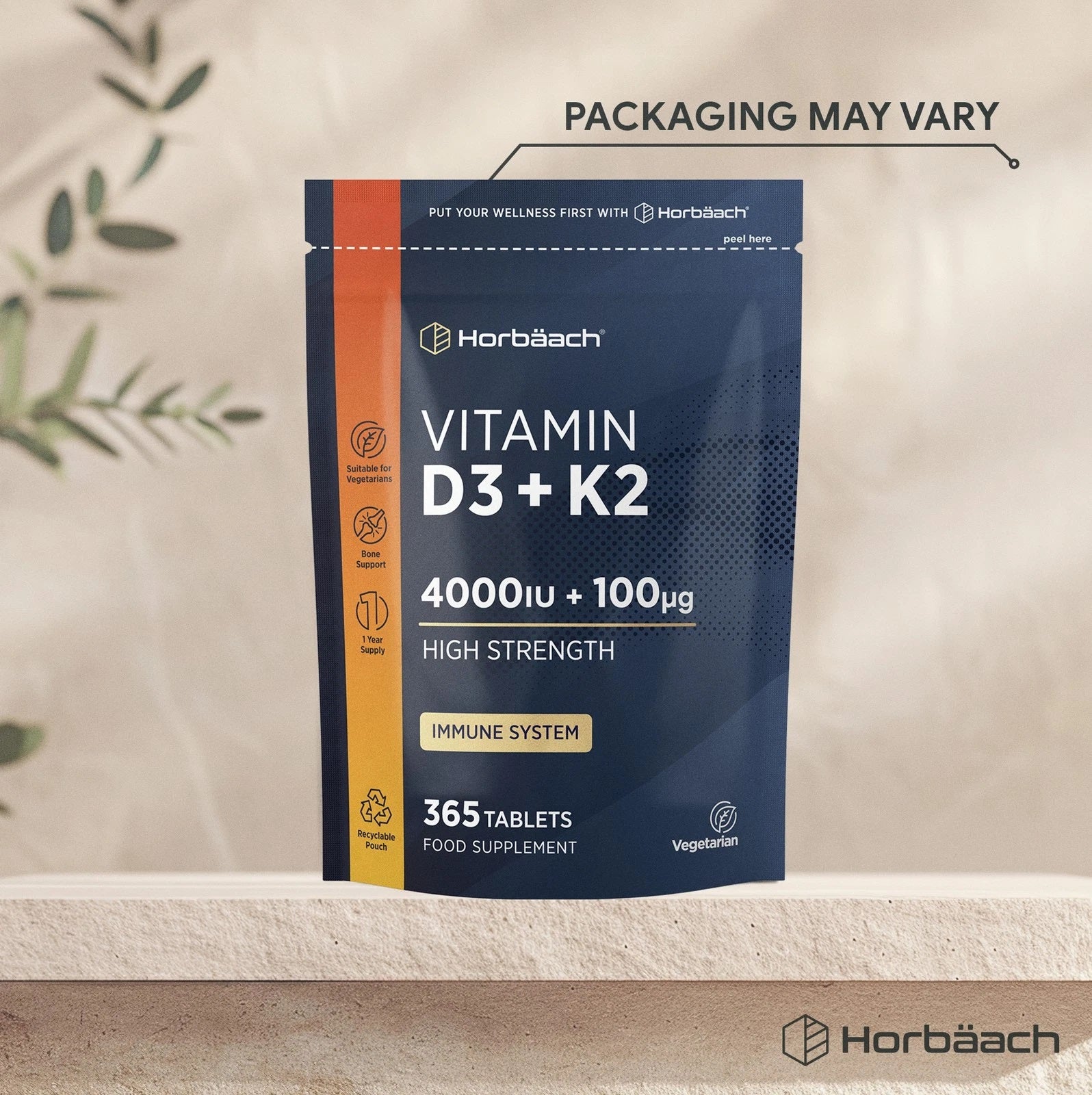 Vitamin D3 4000 IU & K2 MK7 100 µg | 365 Tablets