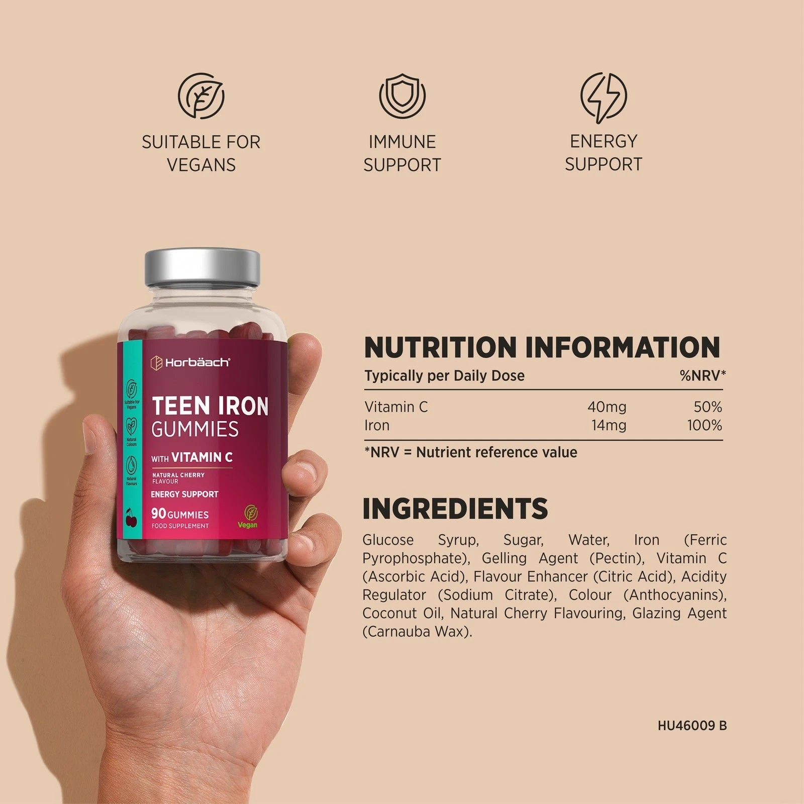 Iron with Vitamin C for Teens | 90 Gummies