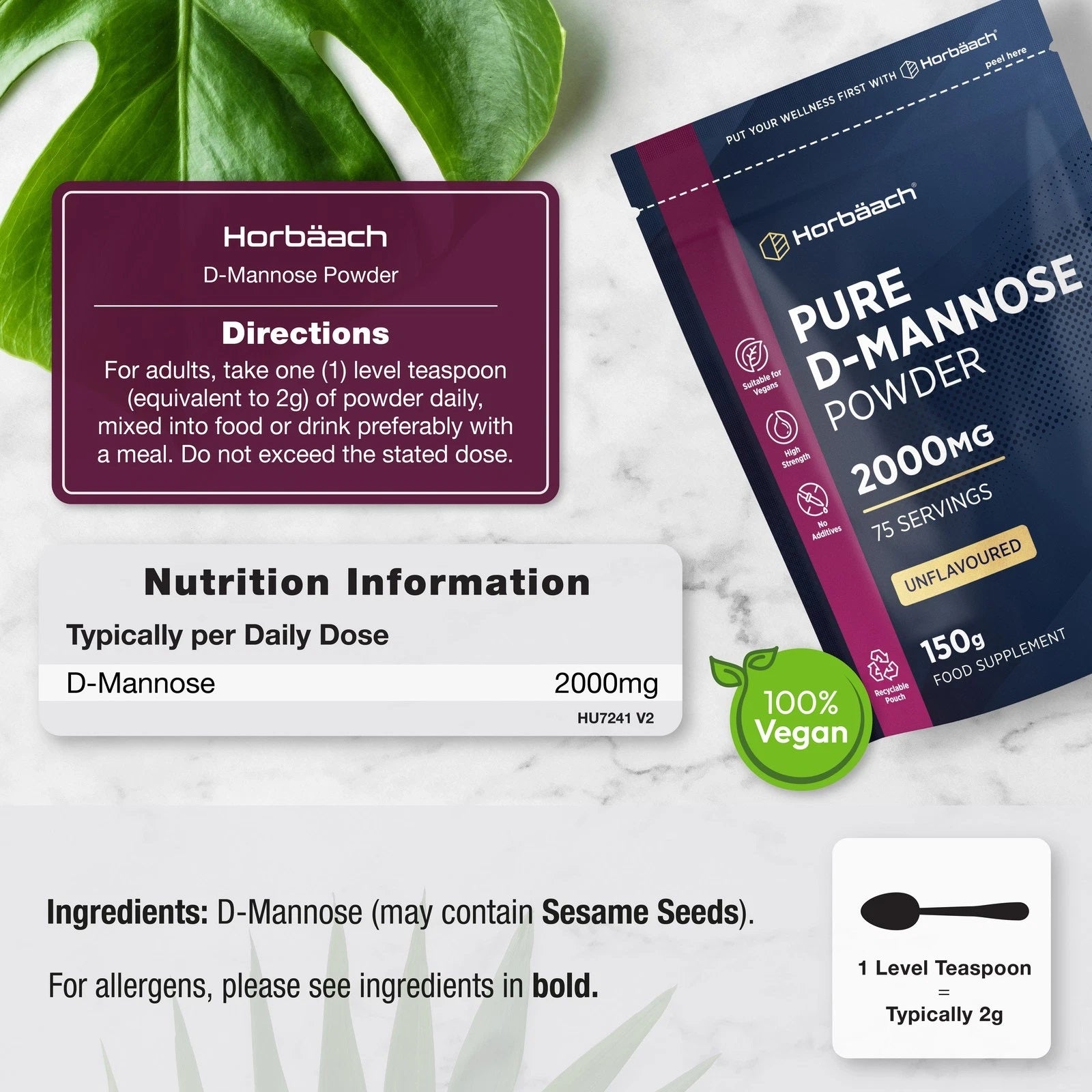 D-Mannose Powder 2000 mg | 150 g