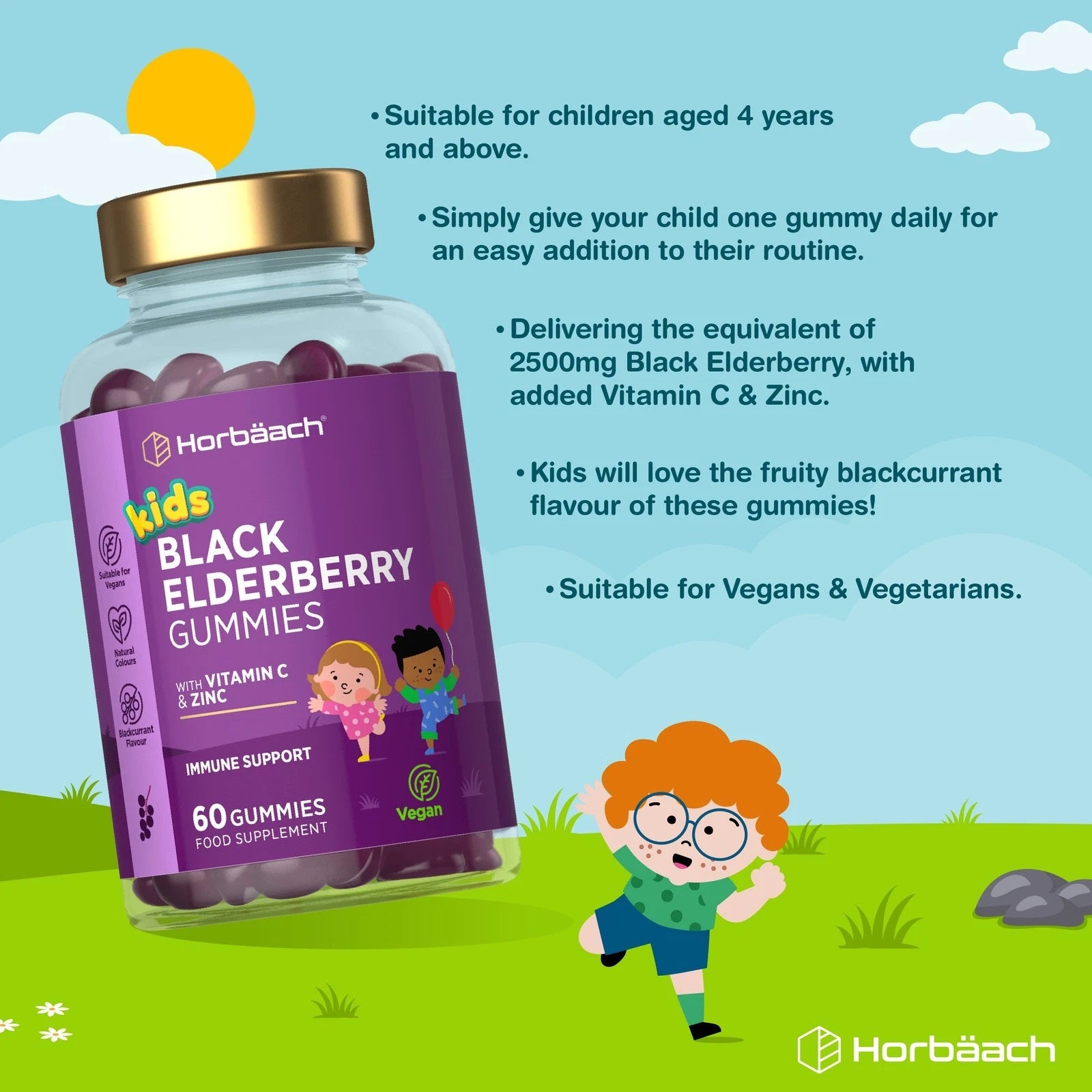 Black Elderberry for Kids | 60 Gummies